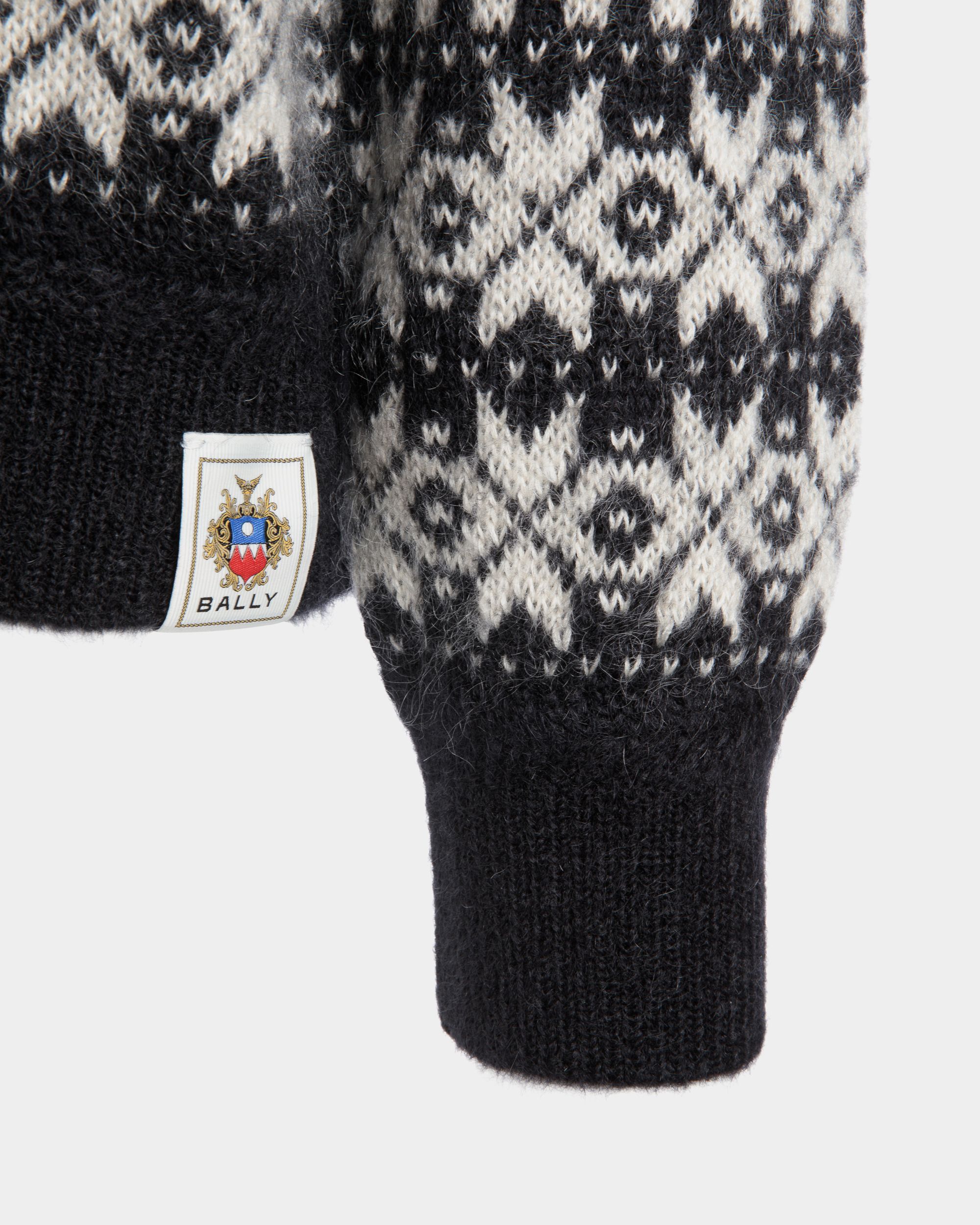 Bally Global - Crewneck Sweater In Black And White Mohair And Silk - Multicolor