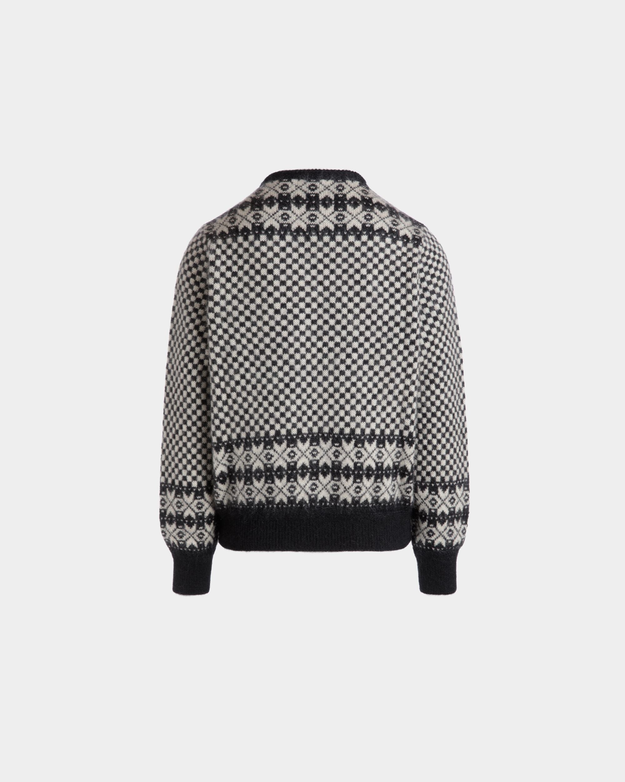 Bally Global - Crewneck Sweater In Black And White Mohair And Silk - Multicolor