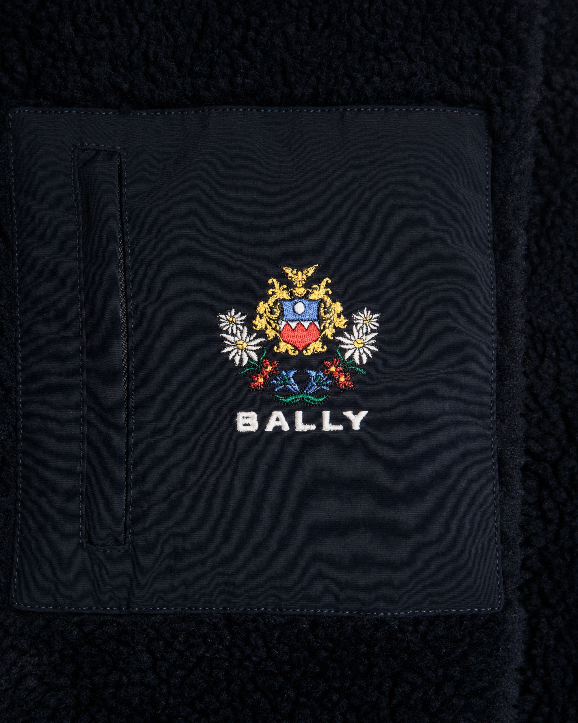 Bally Global - Sweat-Shirt Pour Homme À Glissière Intégrale De La Capsule D’hiver En Molleton Navy Blue Orné De Fleurs Des Alpes - Bleu