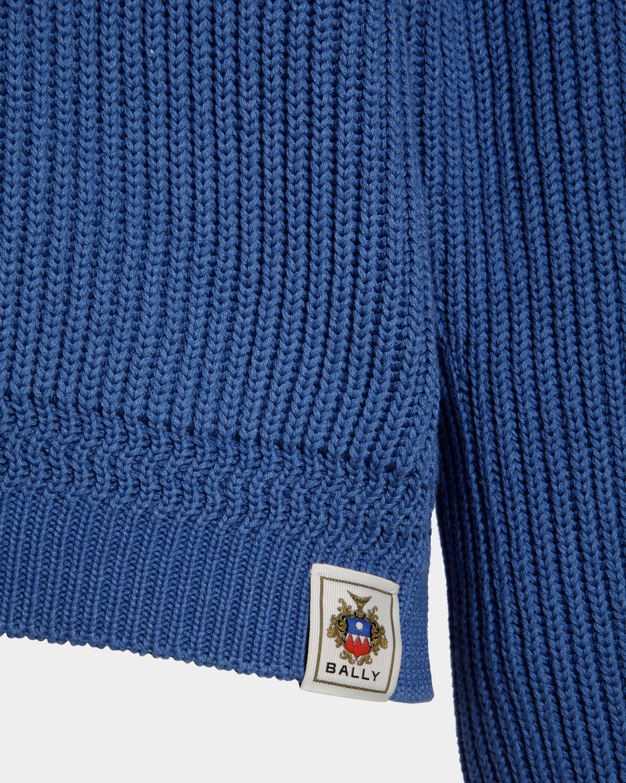 Bally Global - Crewneck Sweater in Medium Blue Cotton - Blue