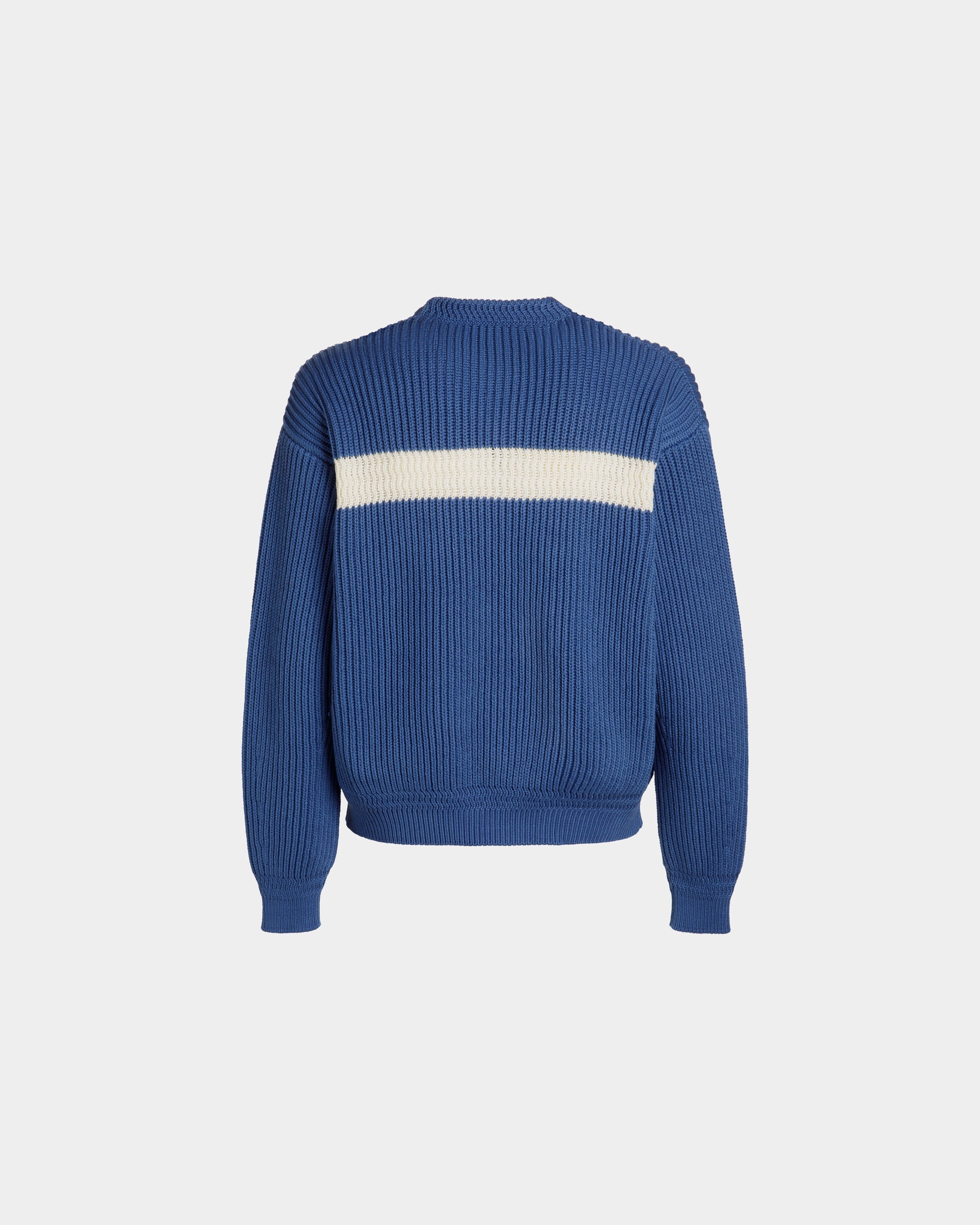 Bally Global - Crewneck Sweater in Medium Blue Cotton - Blue