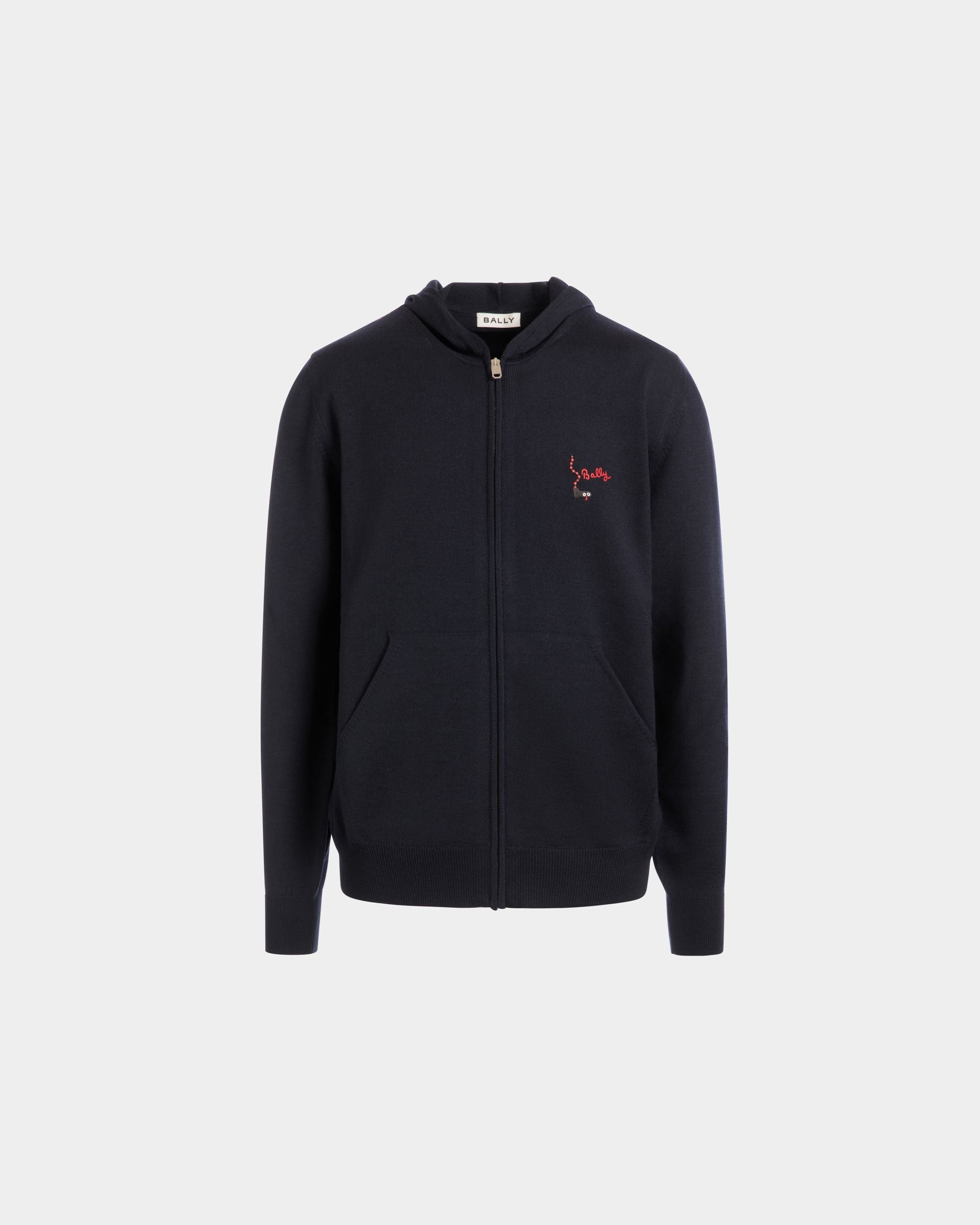 Bally Global - Sudadera Con Capucha De Lana Navy Blue - Azul