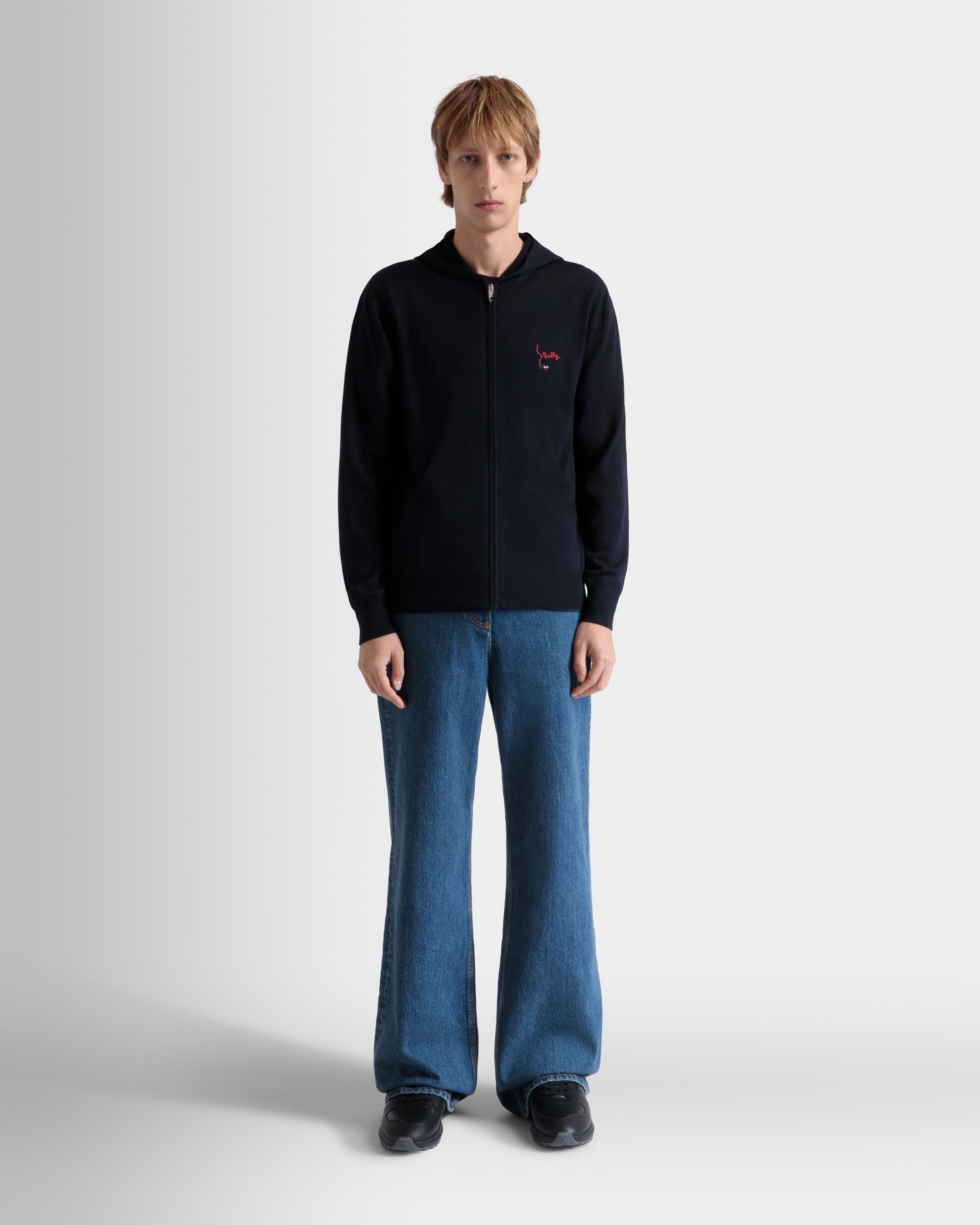 Bally Global - Sudadera Con Capucha De Lana Navy Blue - Azul