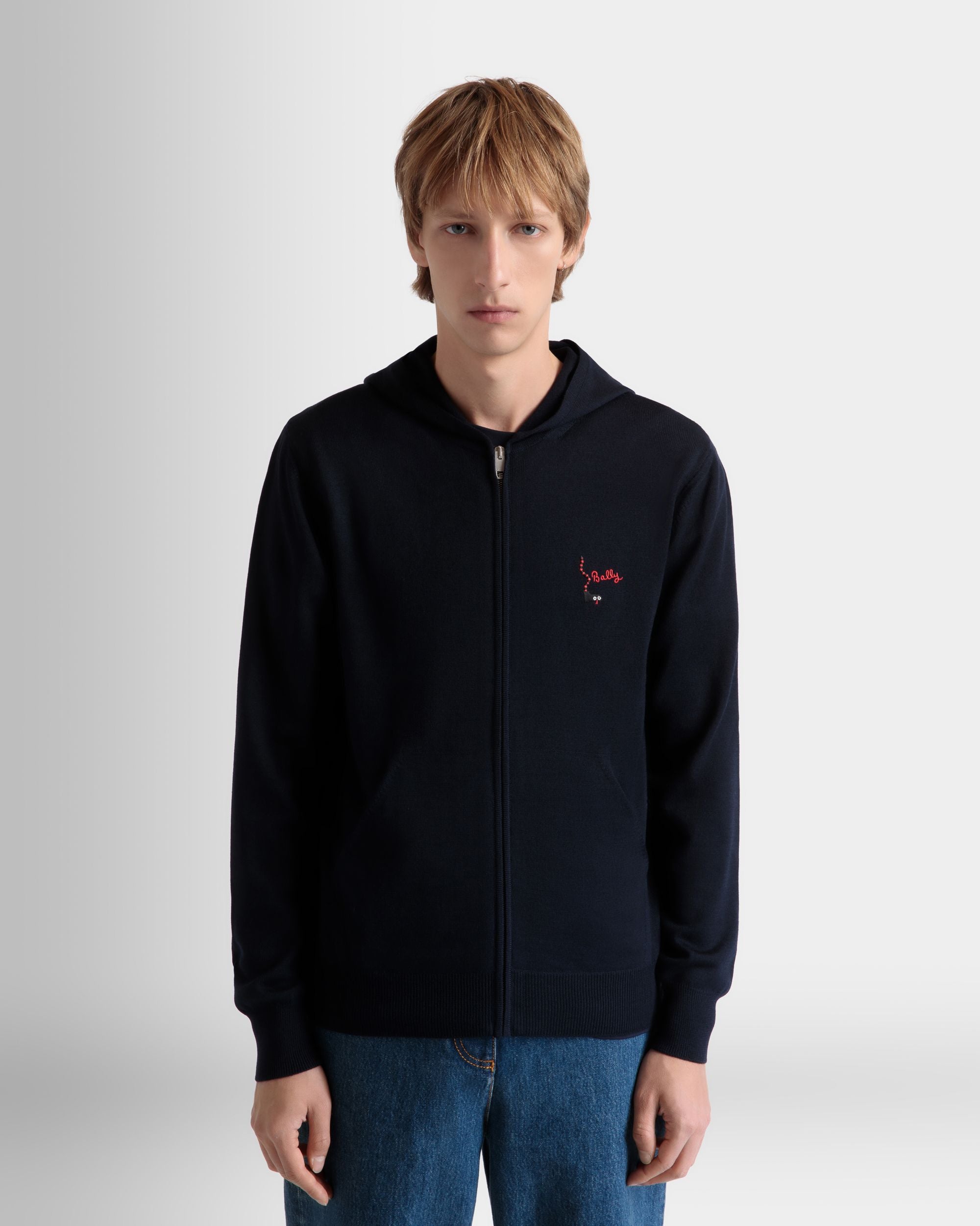 Bally Global - Sudadera Con Capucha De Lana Navy Blue - Azul