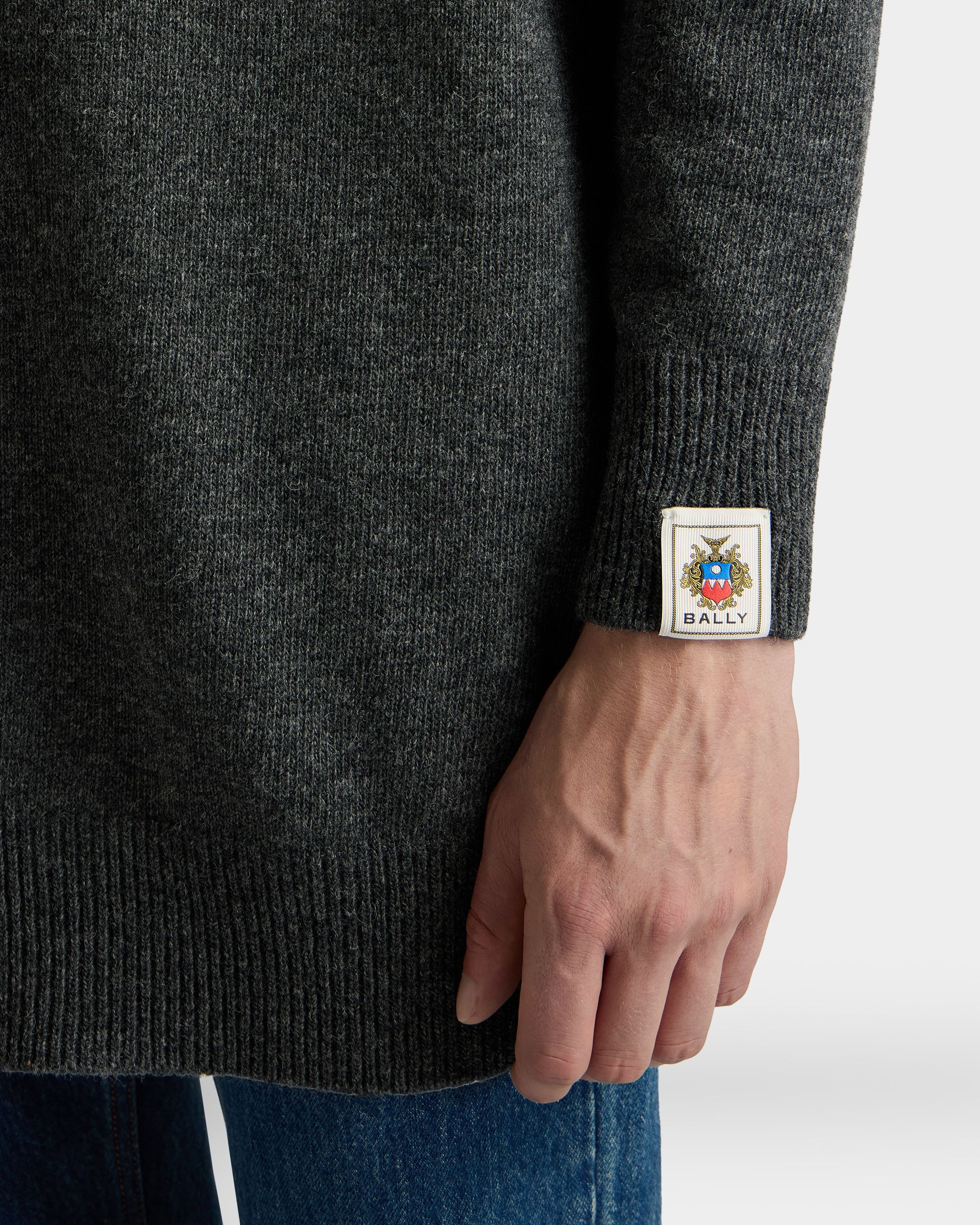 Bally Global - Long Sweater in Dark Grey Wool - Grey