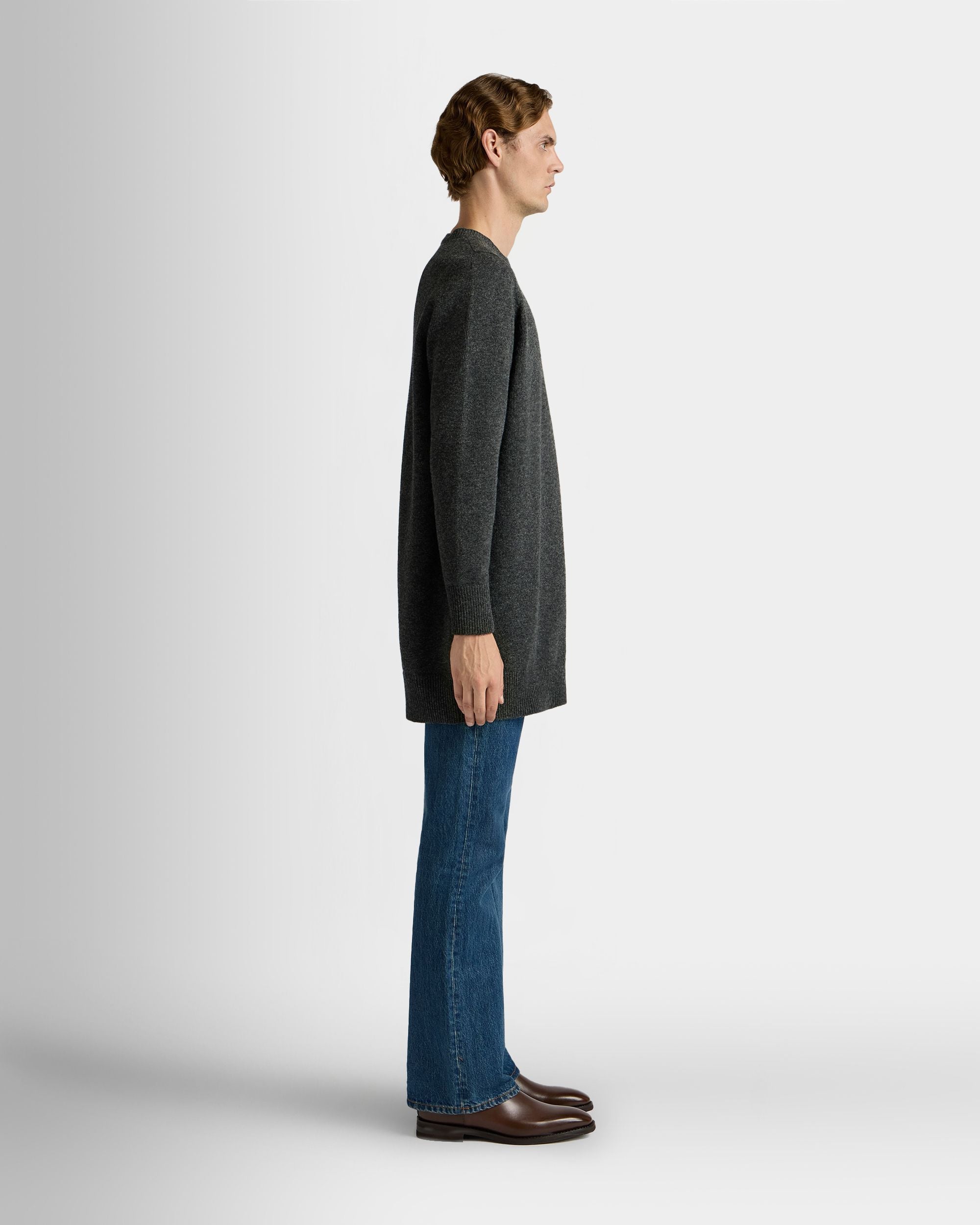 Bally Global - Long Sweater in Dark Grey Wool - Grey