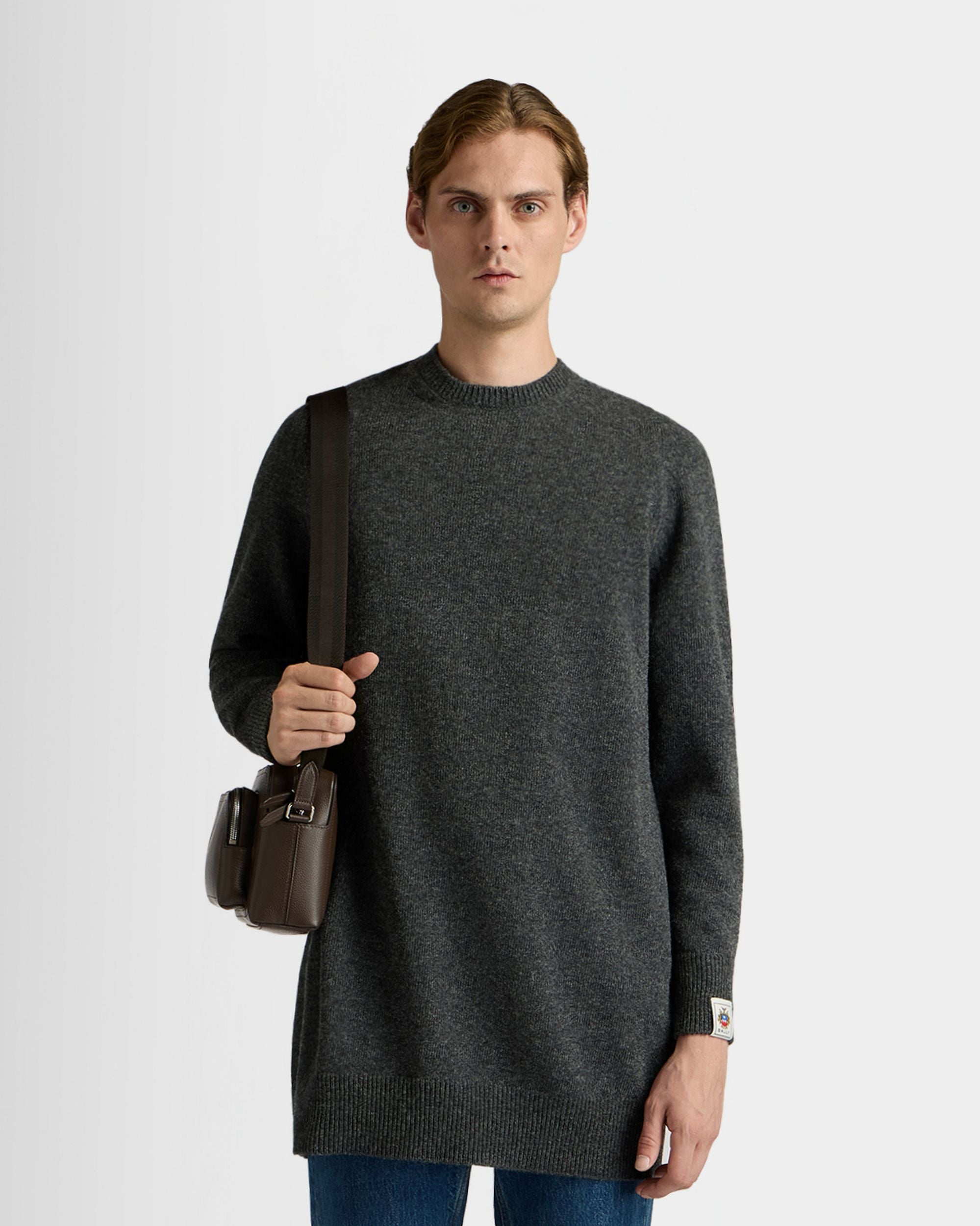 Bally Global - Long Sweater in Dark Grey Wool - Grey