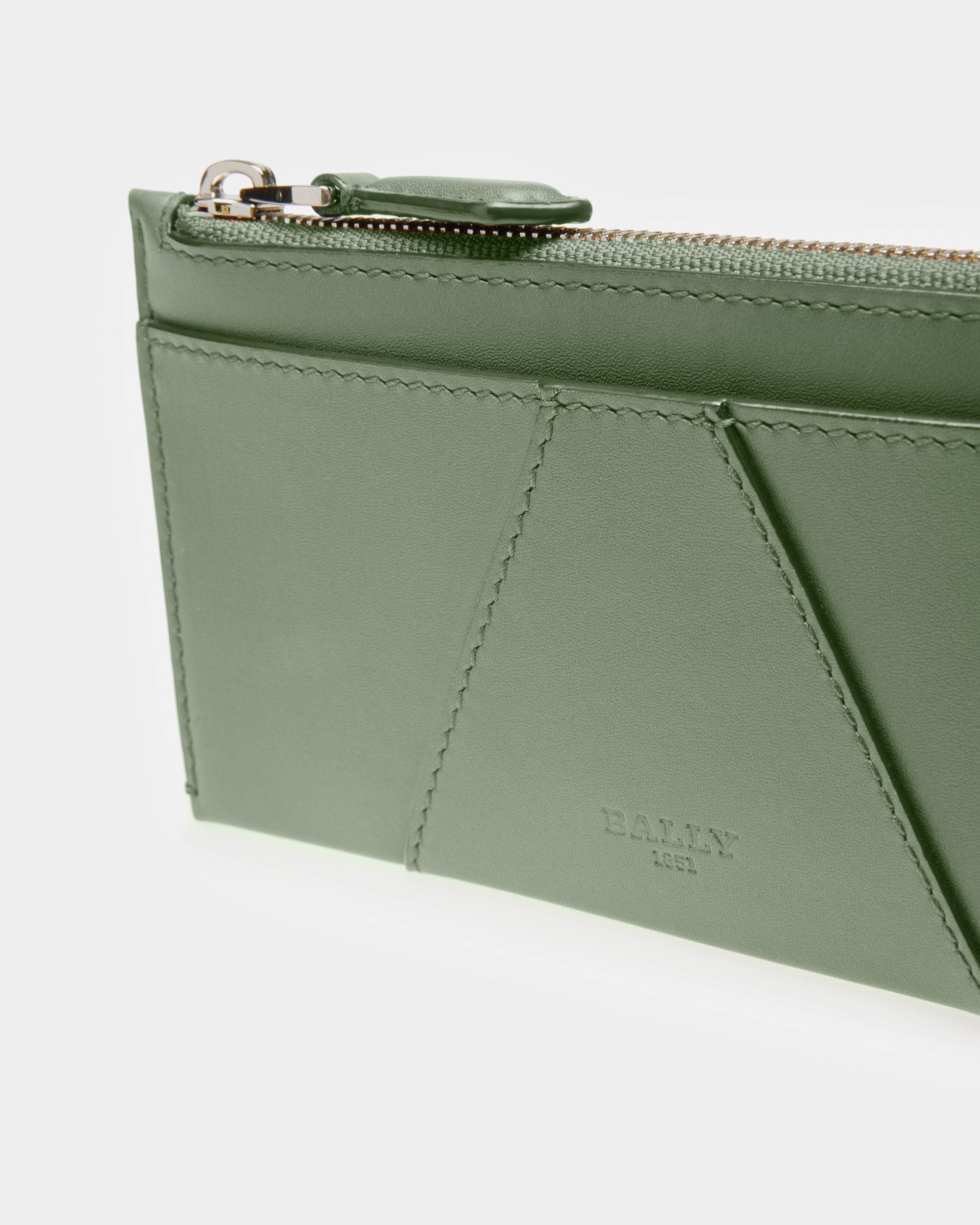 Bally Global - Adley Leather Business Card Holder In Sage - Green