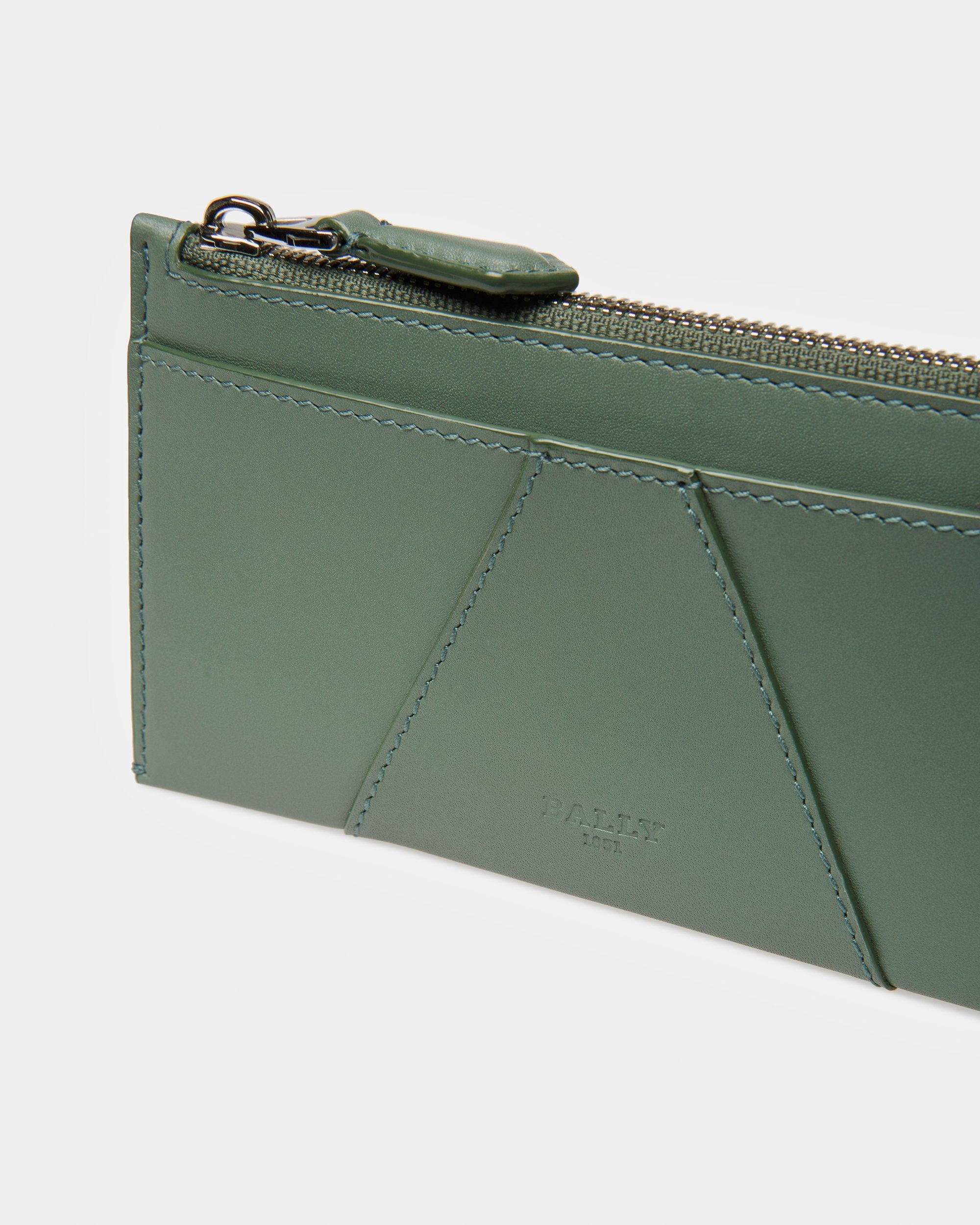 Bally Global - Adley Leather Business Card Holder In Sage - Green