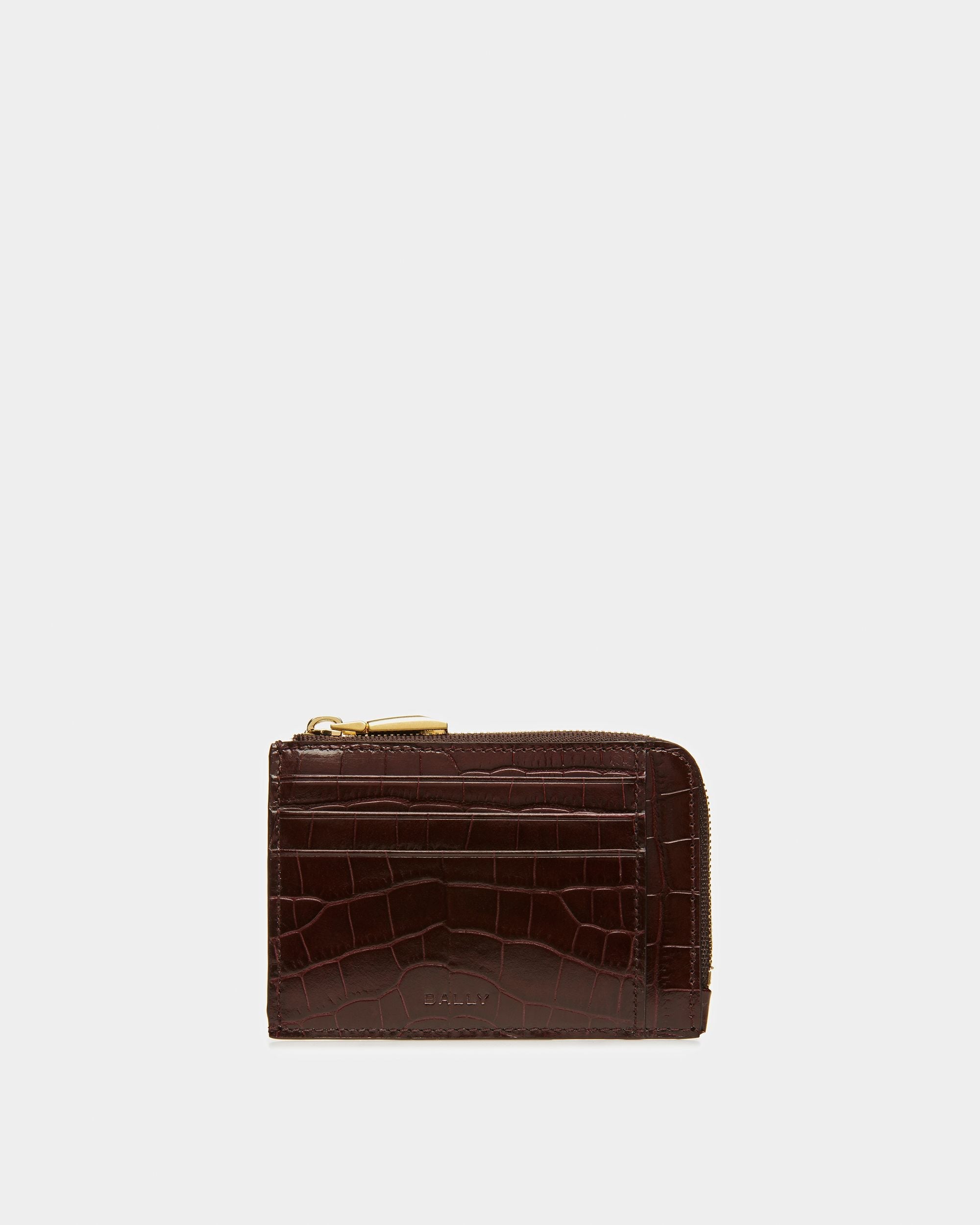 Bally Global - Monedero Con Cremallera De Piel Gofrada De Cocodrilo - Rojo