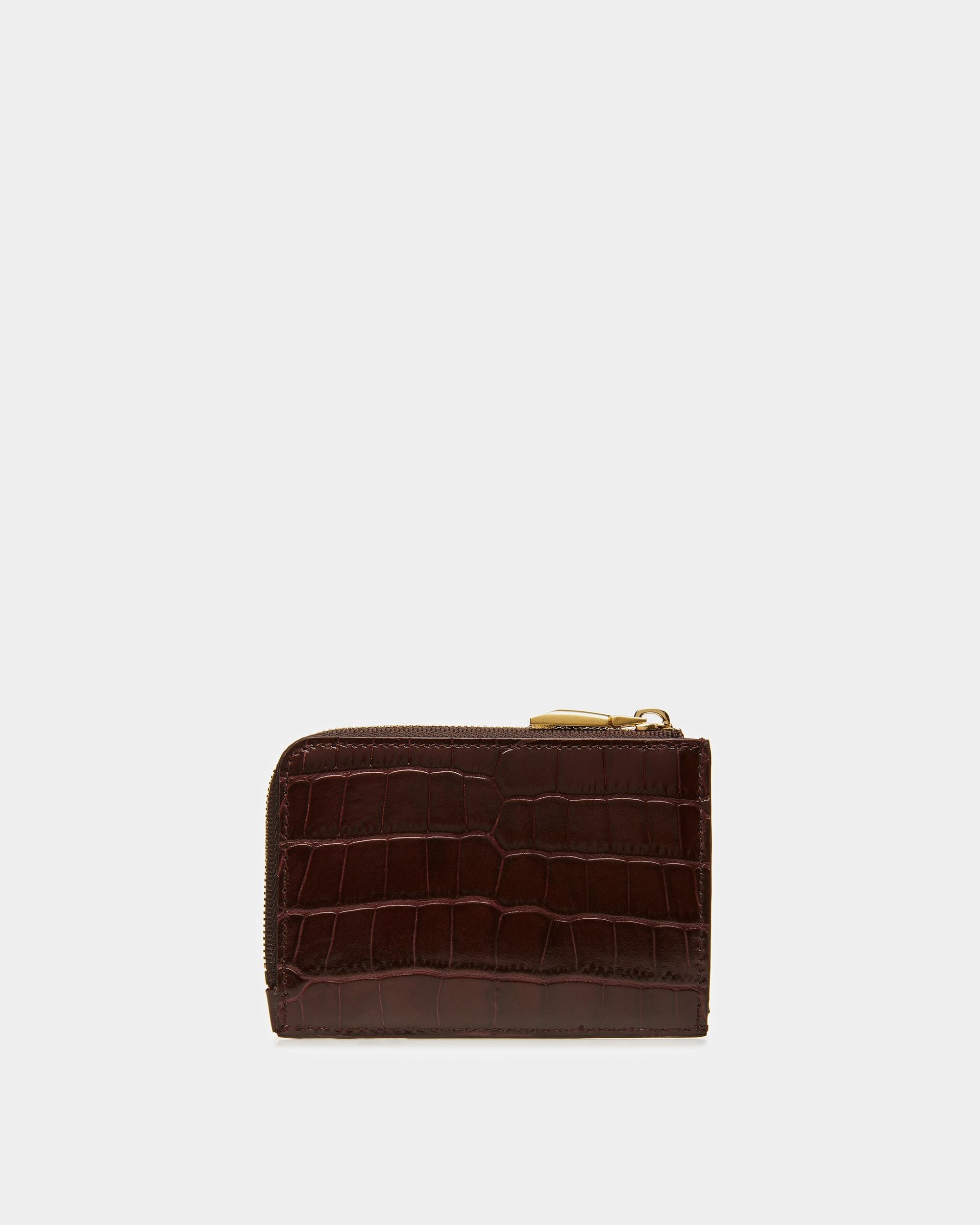 Bally Global - Monedero Con Cremallera De Piel Gofrada De Cocodrilo - Rojo