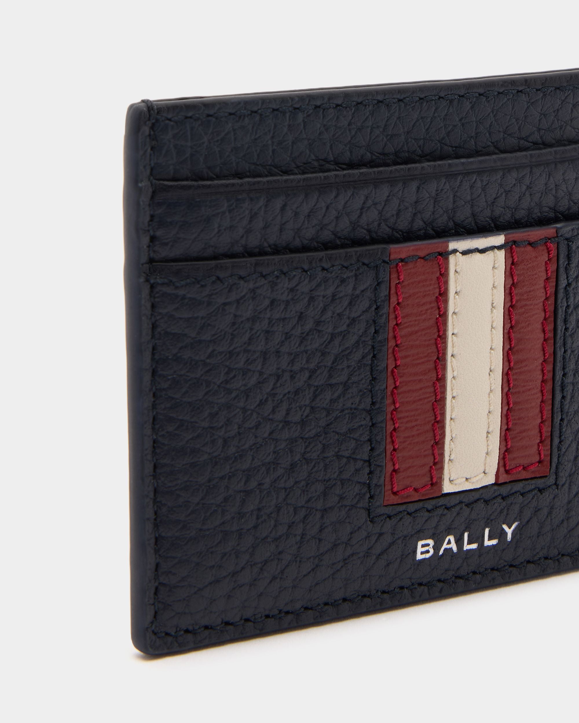 Bally Global - Ribbon Business Card Holder In Blue Leather - Blue