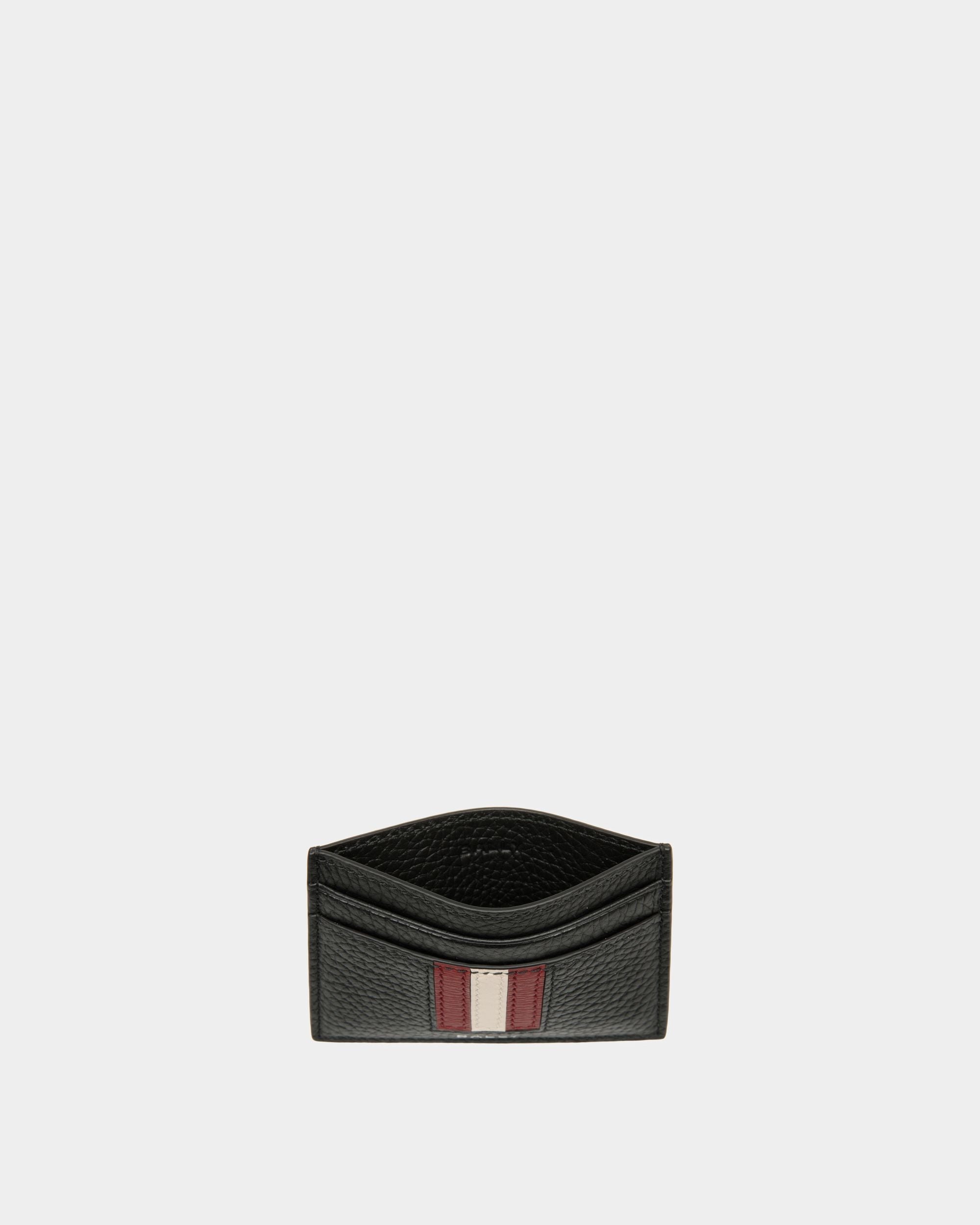 Bally Global - Ribbon Card Holder In Black Grained Leather - Black