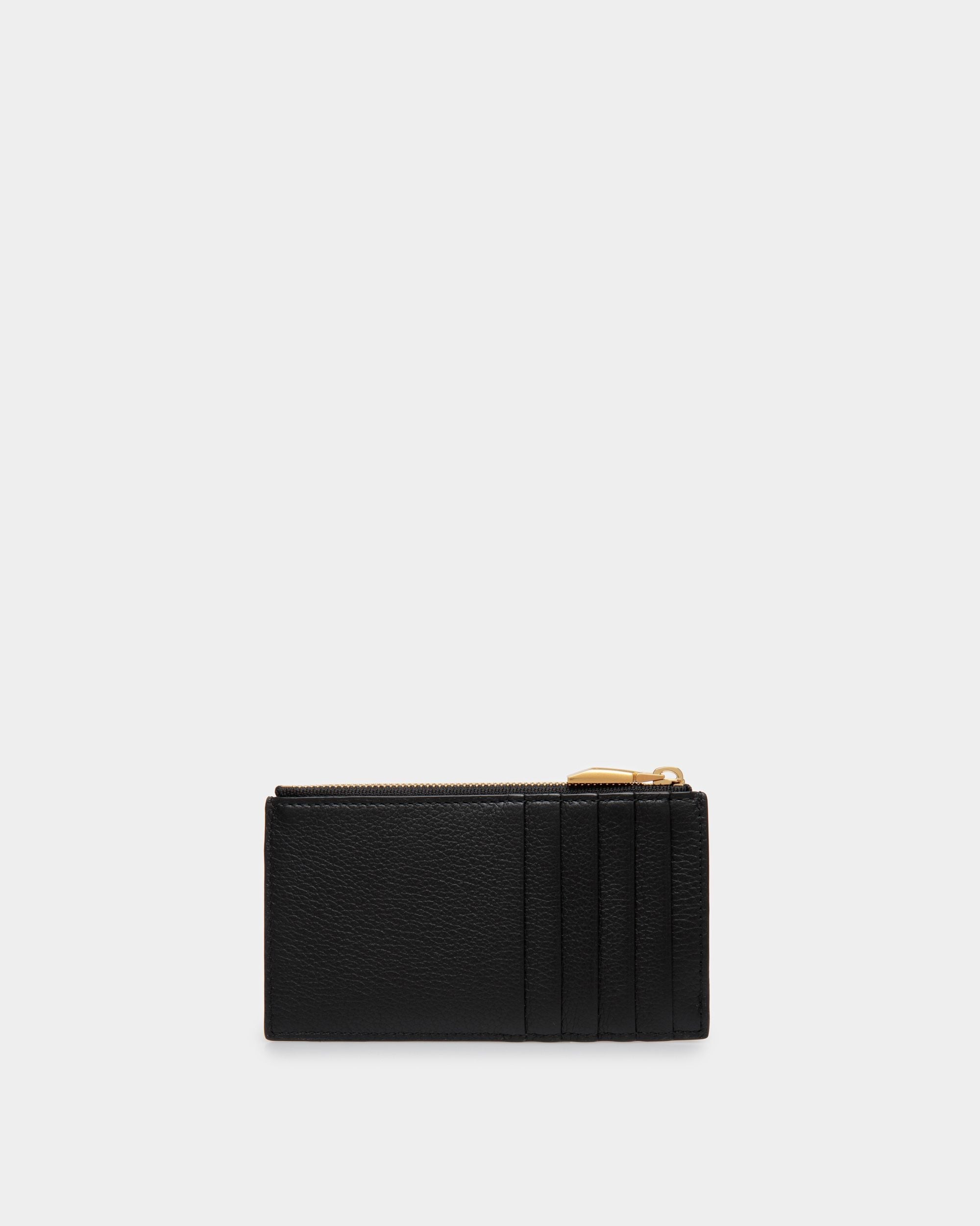 Bally Global - Tarjetero Con Cremallera 7 CC De Piel Negra - Negro