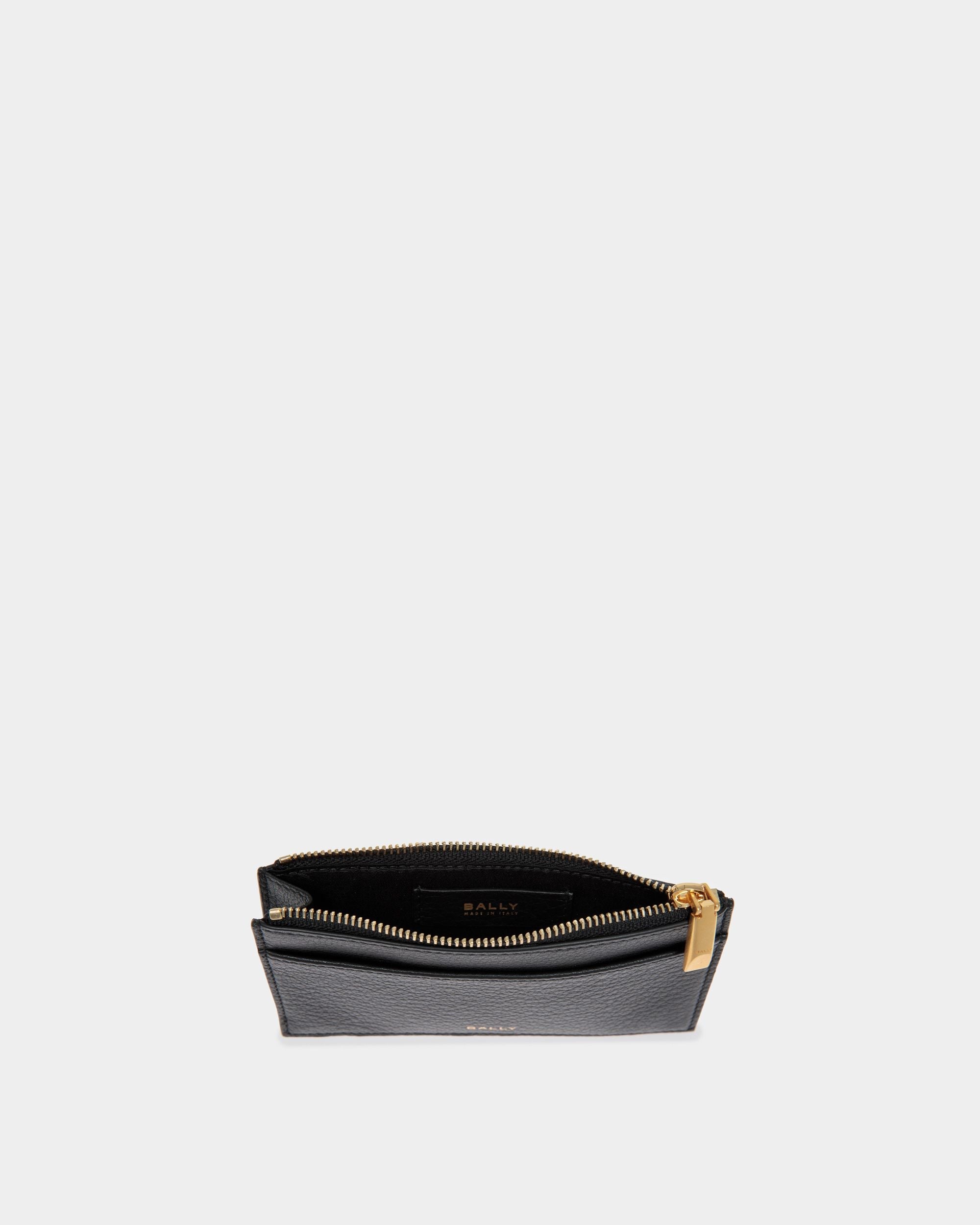 Bally Global - Tarjetero Con Cremallera 7 CC De Piel Negra - Negro