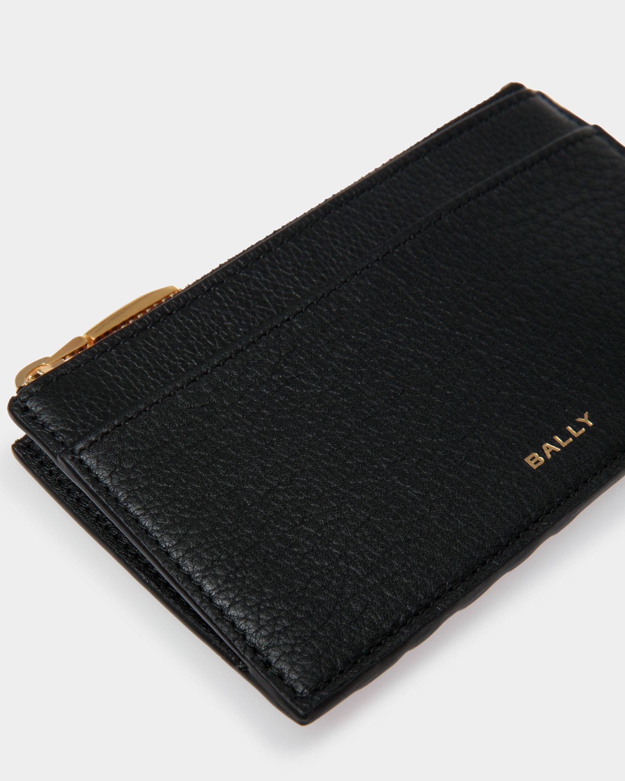 Bally Global - Tarjetero Con Cremallera 7 CC De Piel Negra - Negro