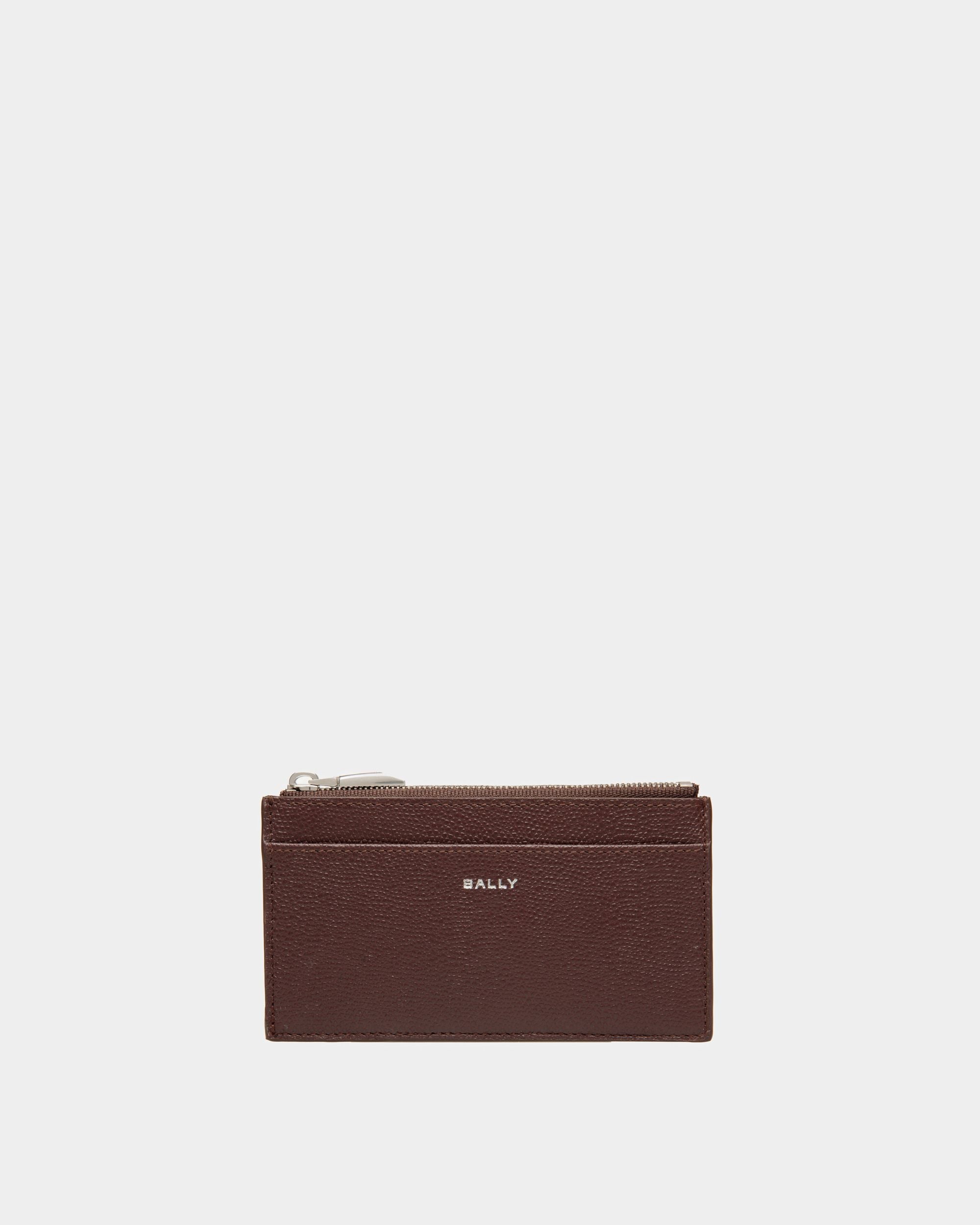 Bally Global - Flag Coin Card Holder In Chestnut Brown And Red Embossed Leather - Multicolor