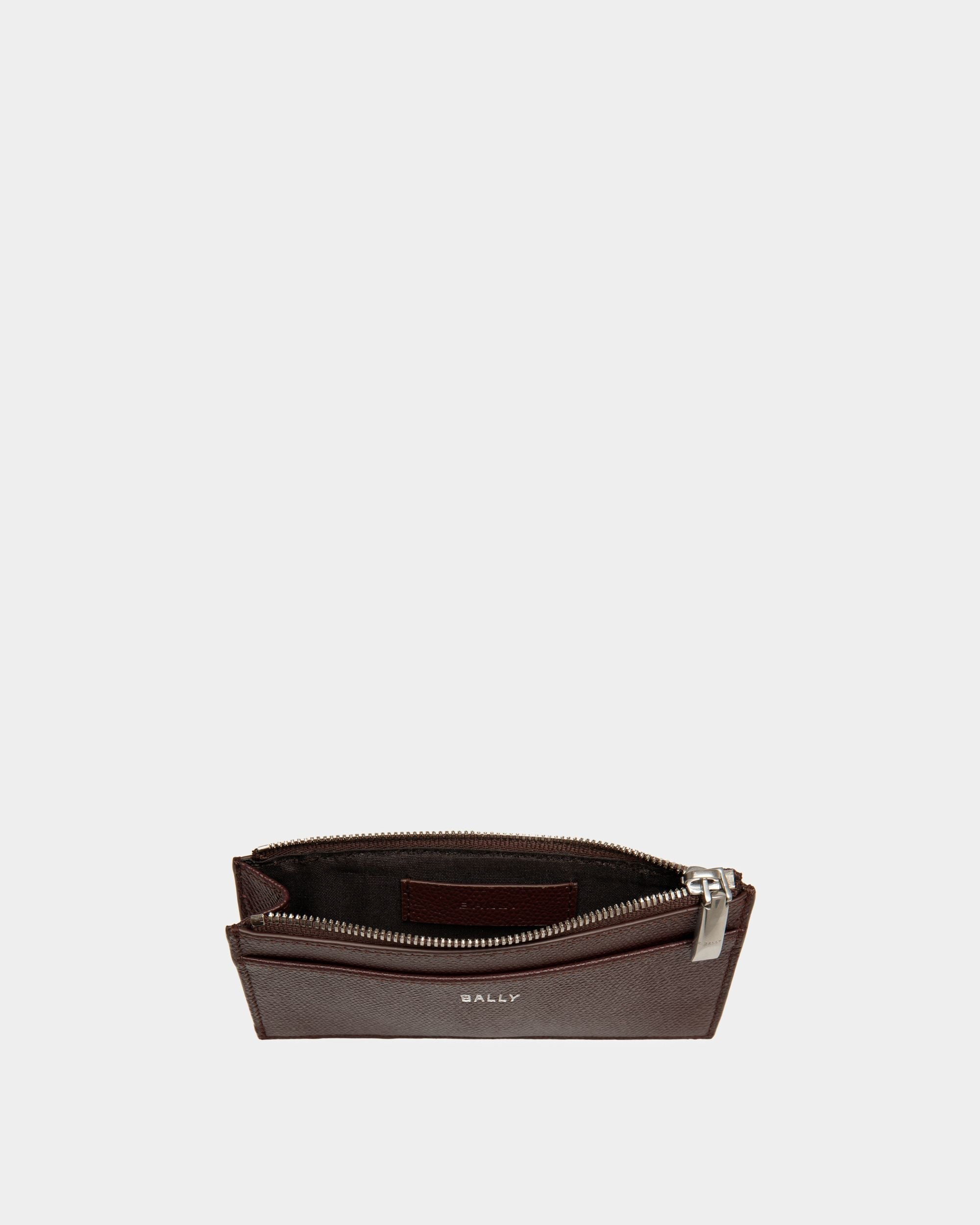 Bally Global - Flag Coin Card Holder In Chestnut Brown And Red Embossed Leather - Multicolor