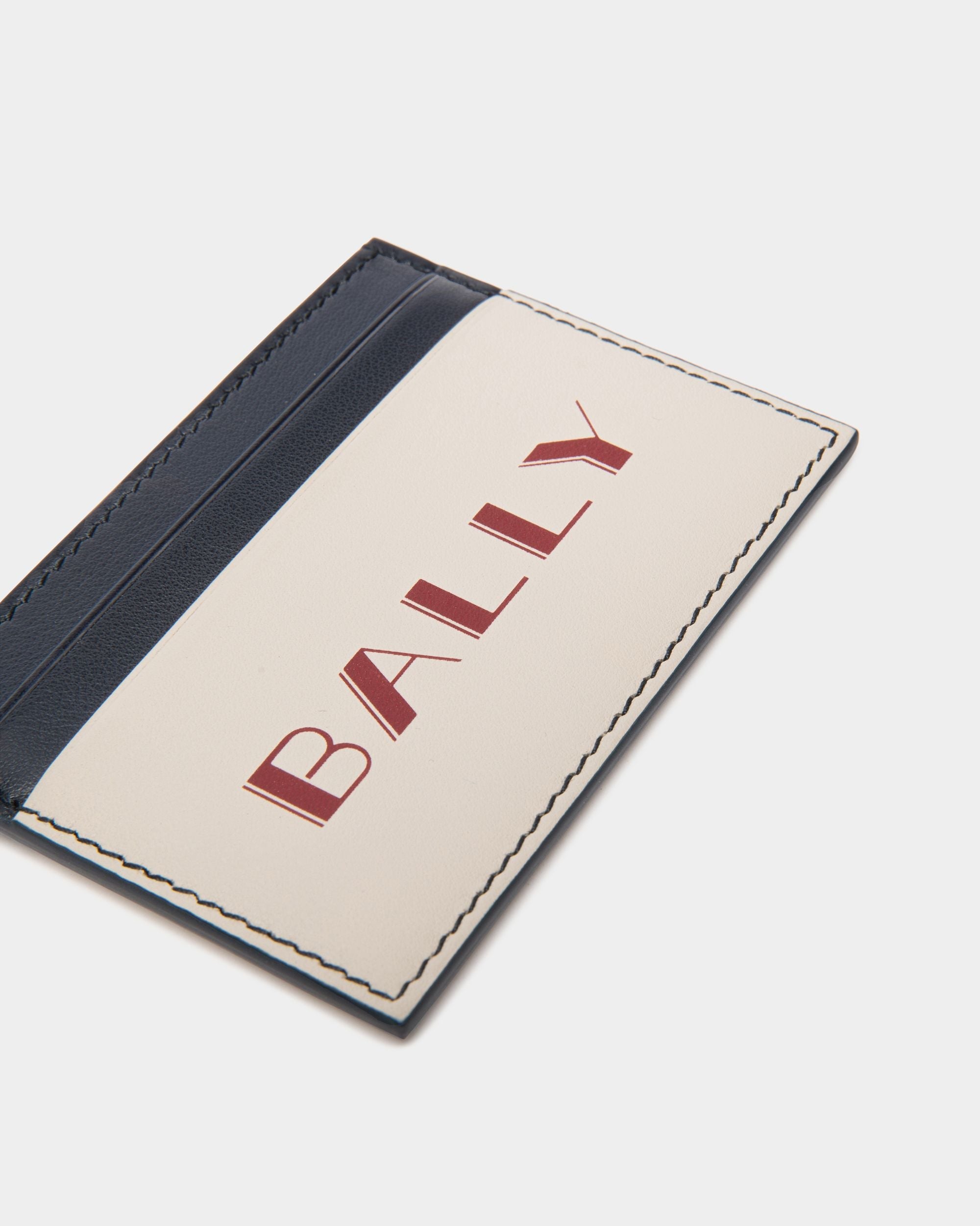 Bally Global - Tarjetero Summer Capsule De Piel Blanca Y Navy Blue - Blanco