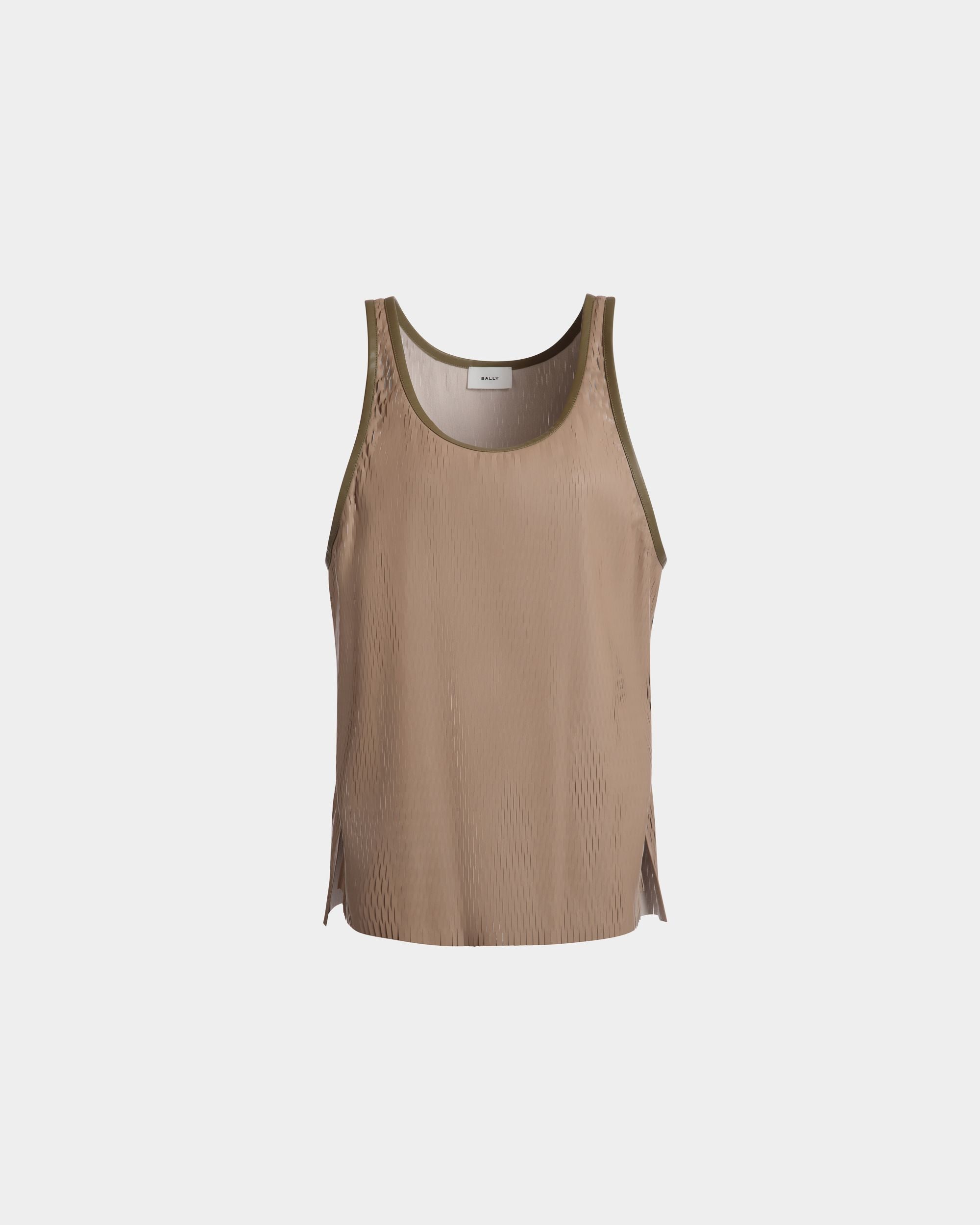 Bally Global - Laser Cut Tank Top In Brown Faux Leather - Brown