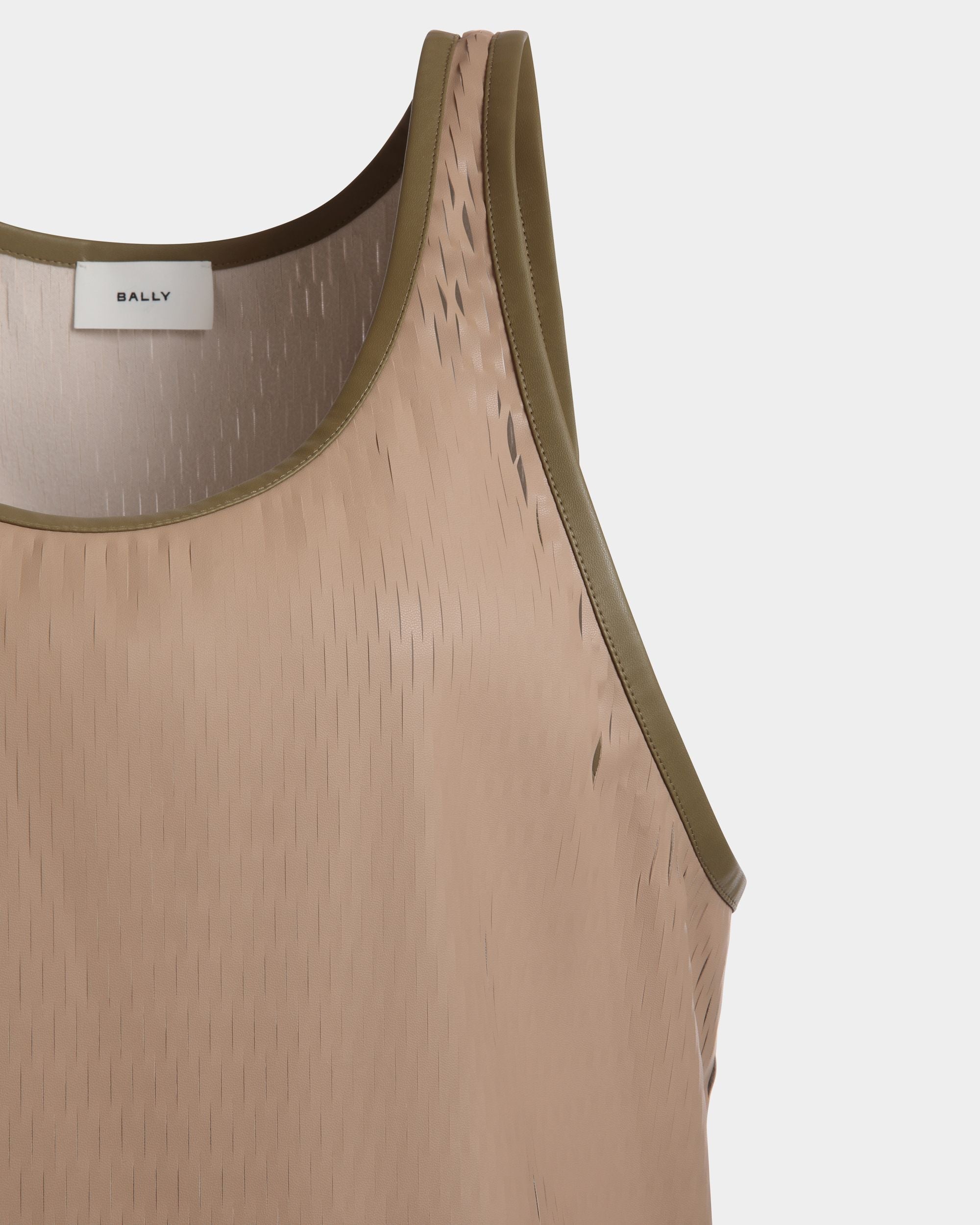 Bally Global - Laser Cut Tank Top In Brown Faux Leather - Brown
