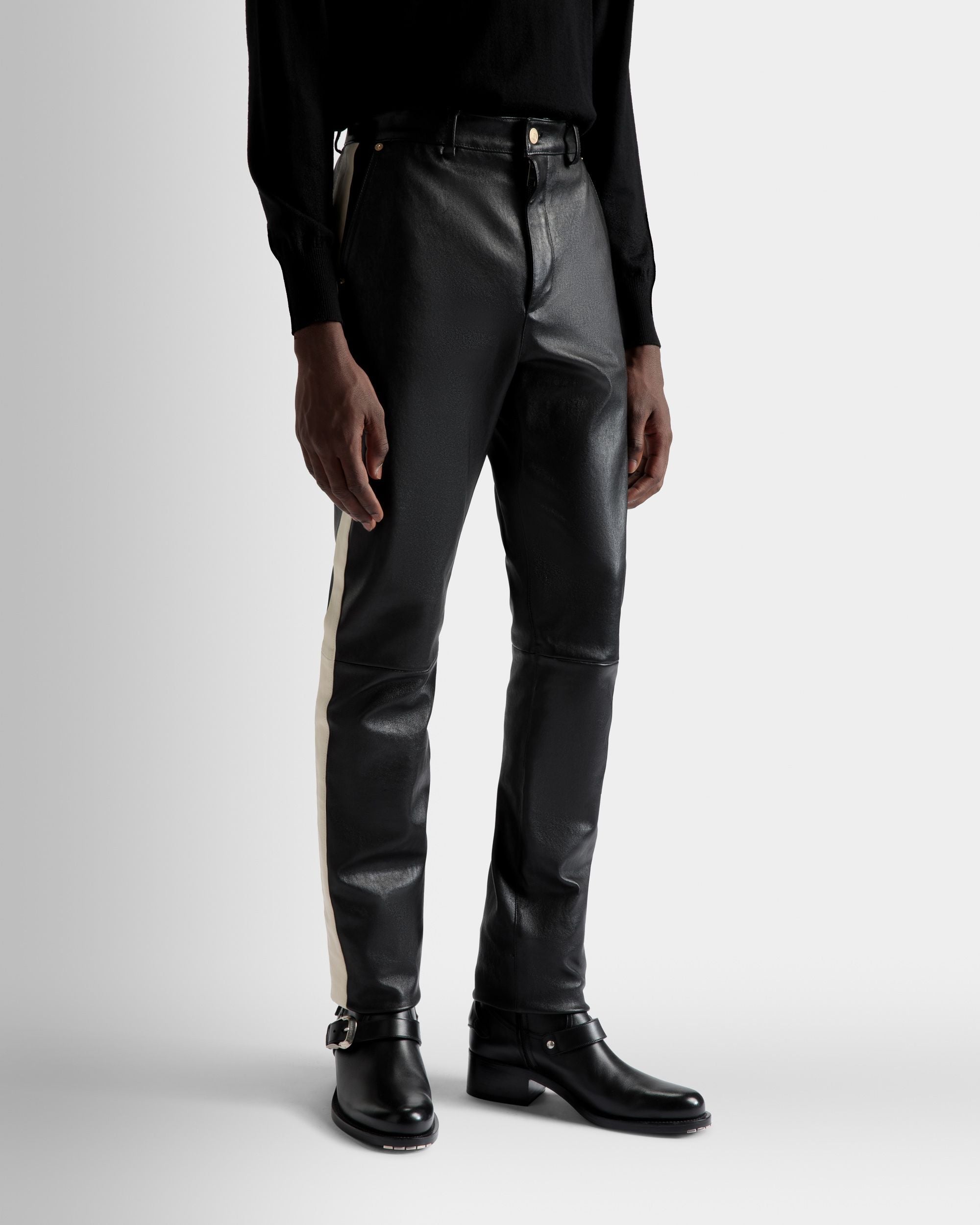 Bally Global - Nappa Stretch Trousers In Black Leather - Black