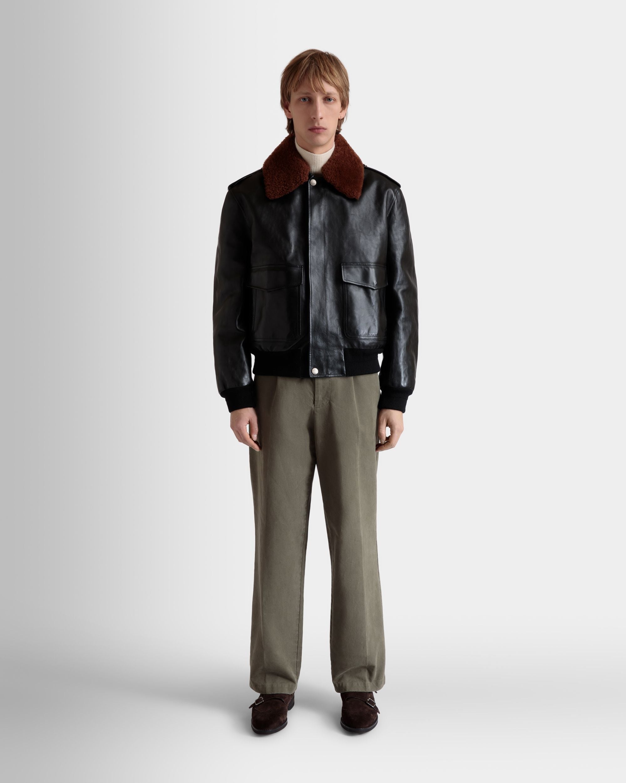 Bally Global - Aviator Jacket In Black Leather - Black