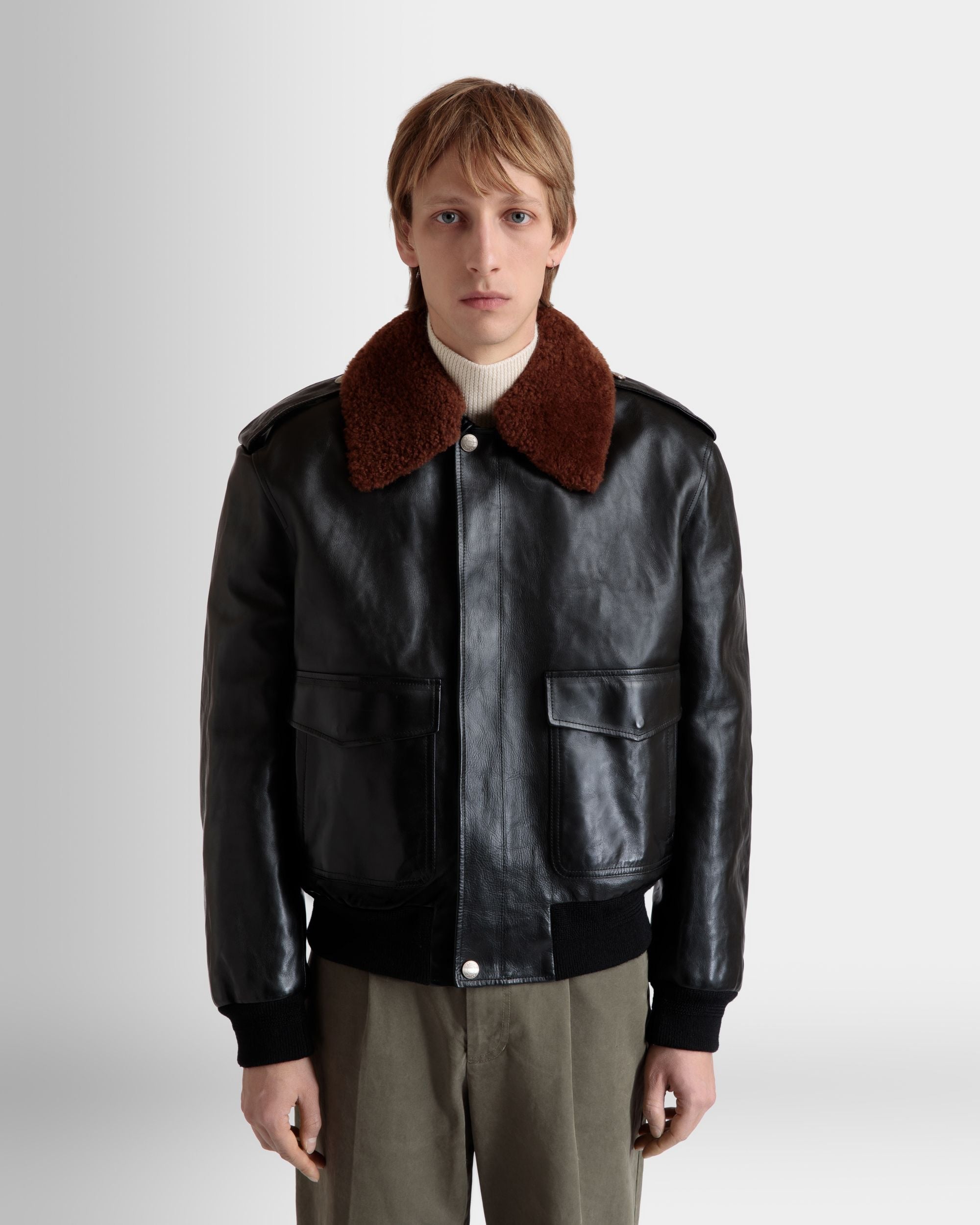 Bally Global - Aviator Jacket In Black Leather - Black