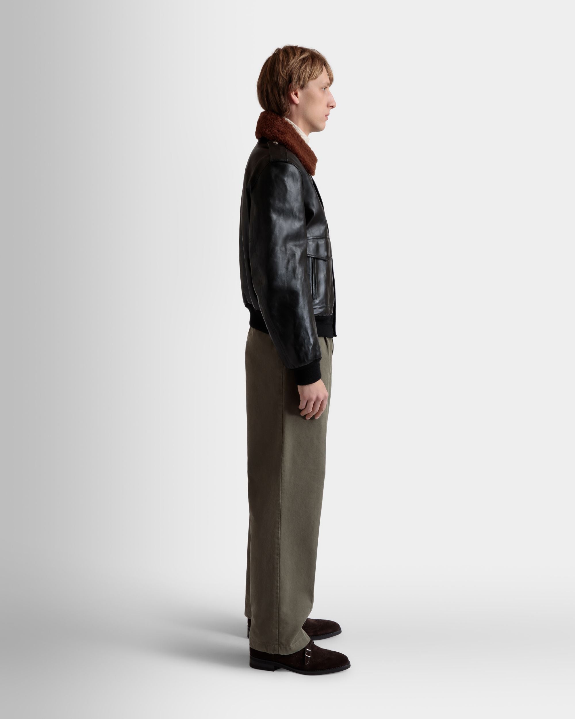 Bally Global - Aviator Jacket In Black Leather - Black
