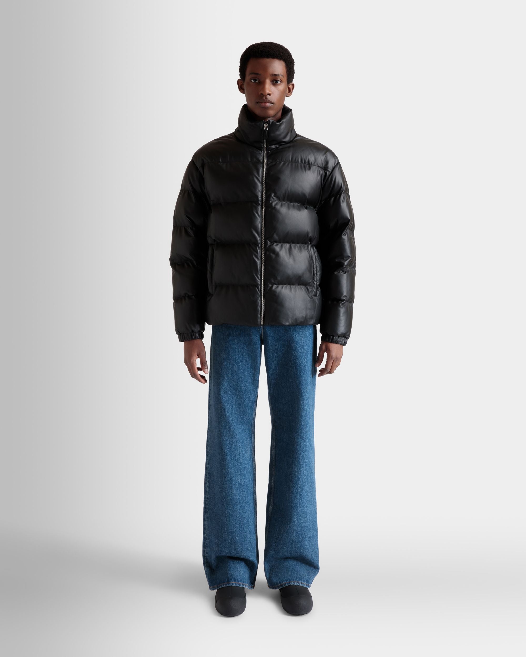 Bally Global - 2-in-1 Puffer Jacket in Black Leather - Black