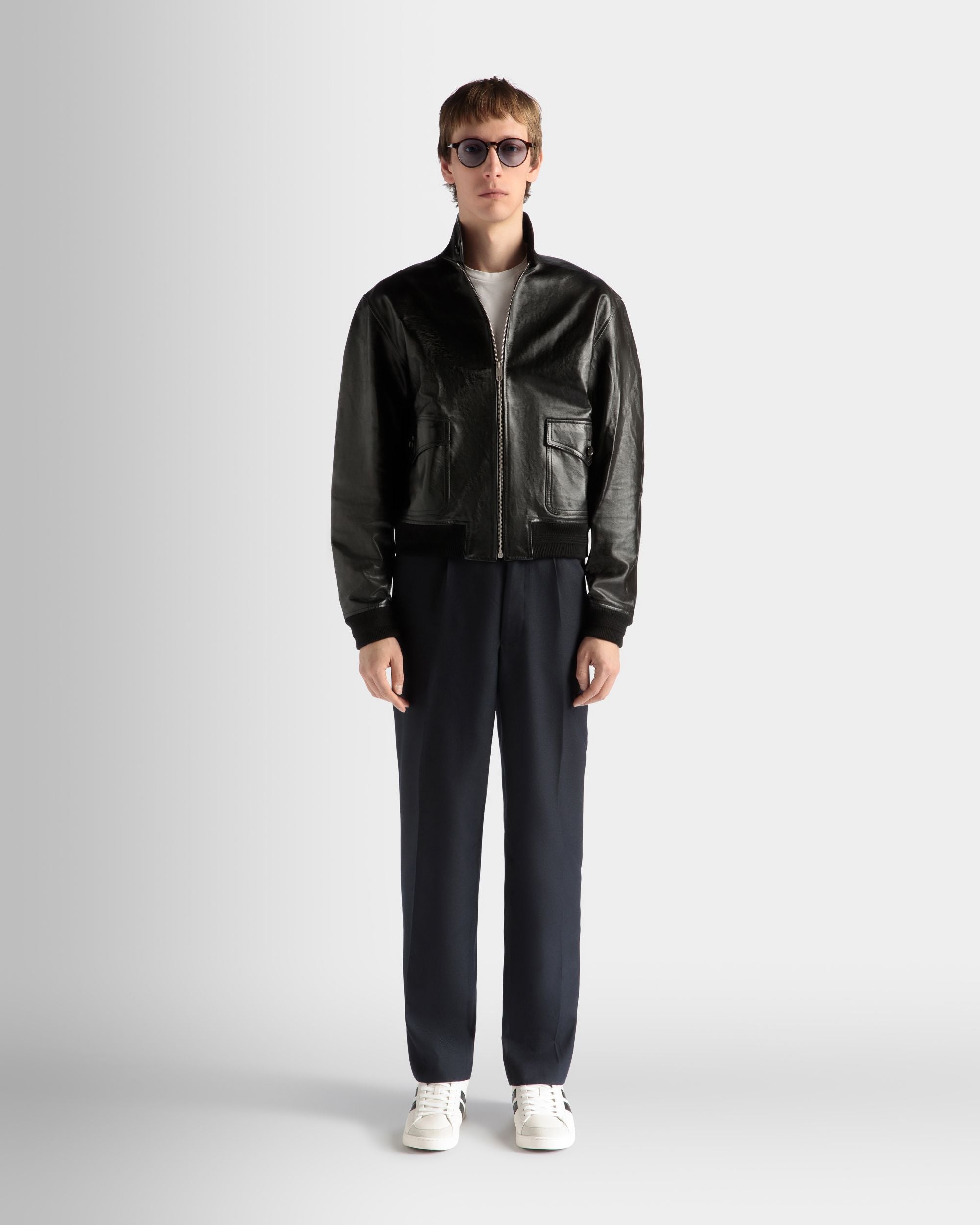 Bally Global - Bómber De Piel Negra - Negro