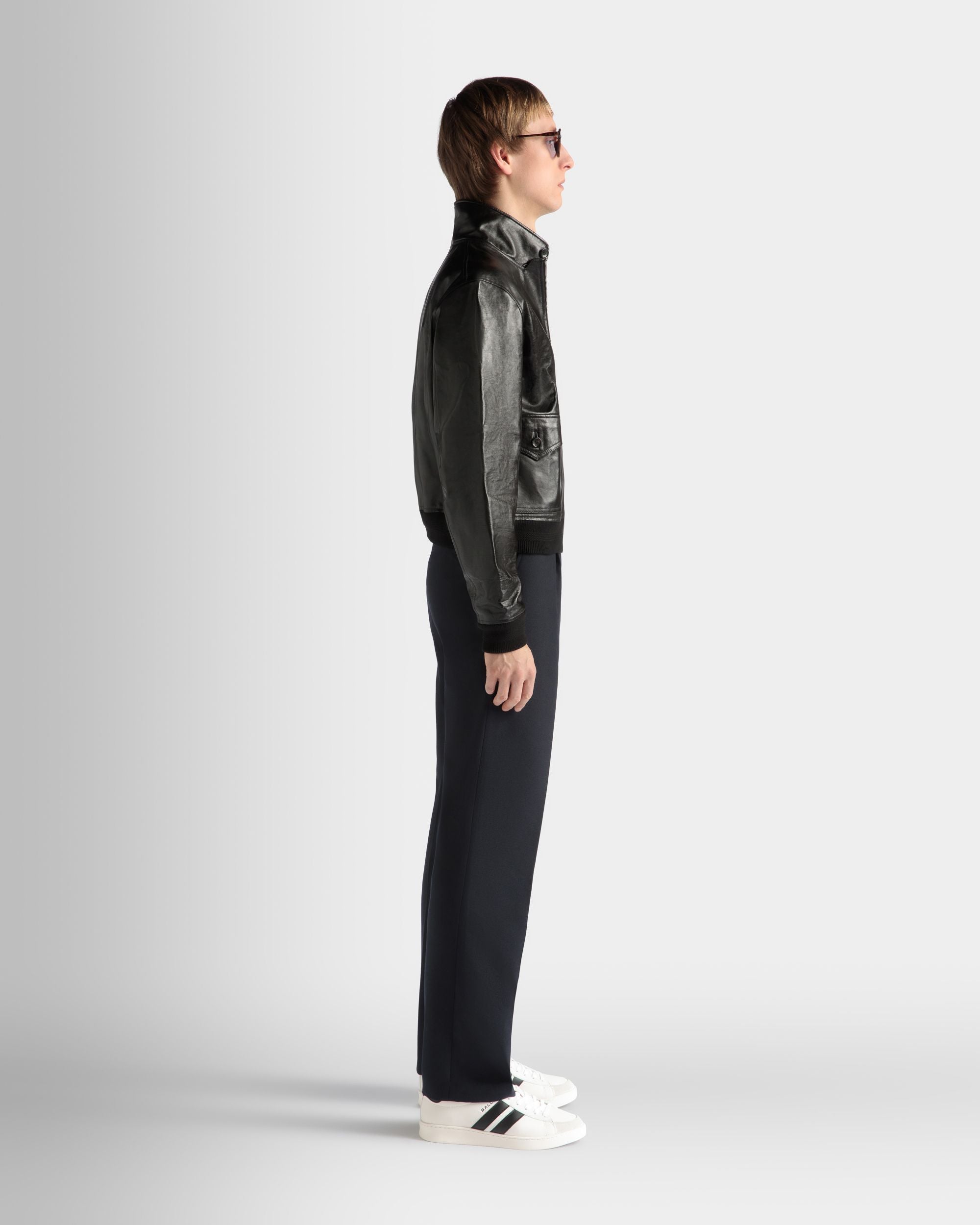 Bally Global - Bómber De Piel Negra - Negro