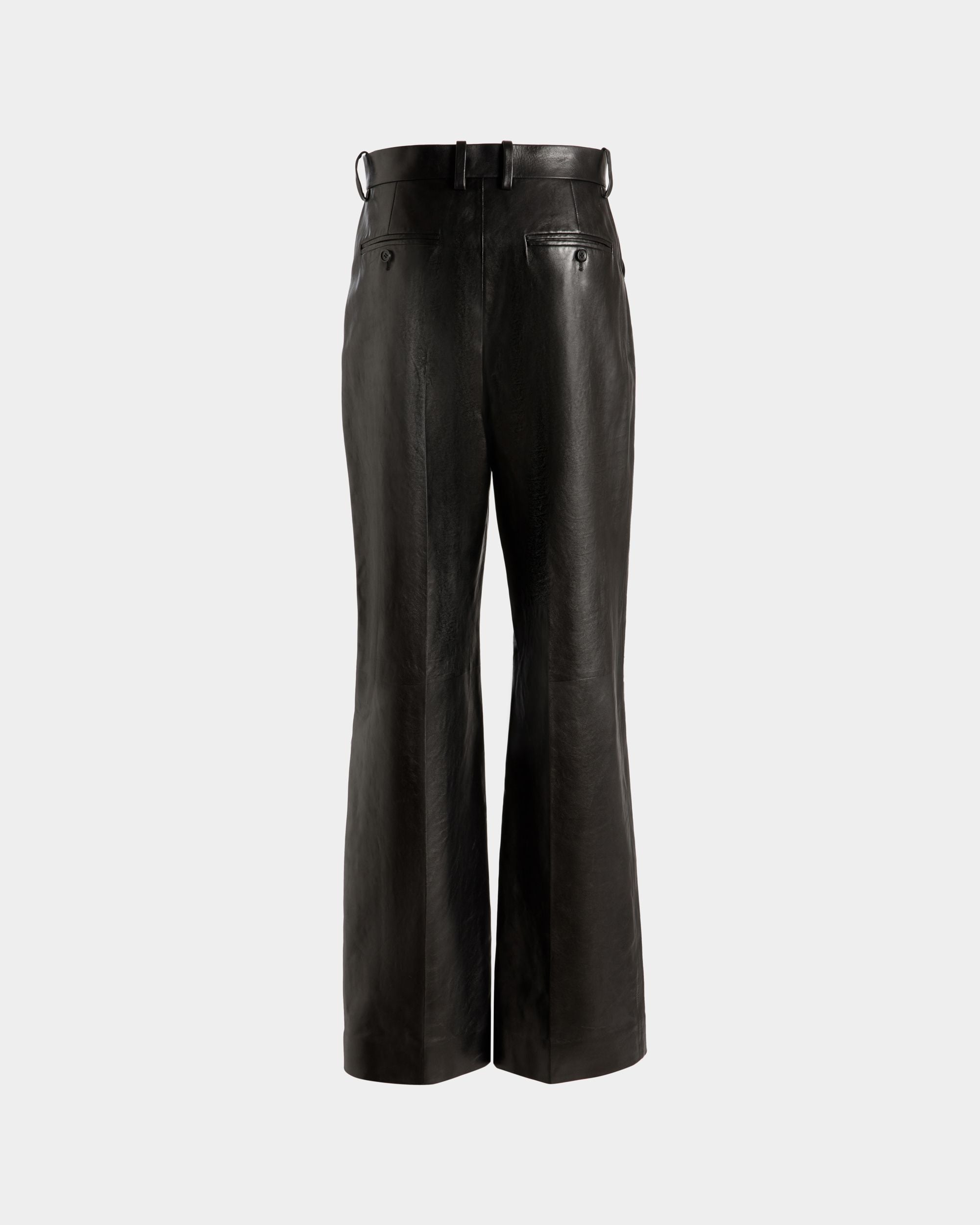 Bally Global - High Waist Pants In Black Leather - Black