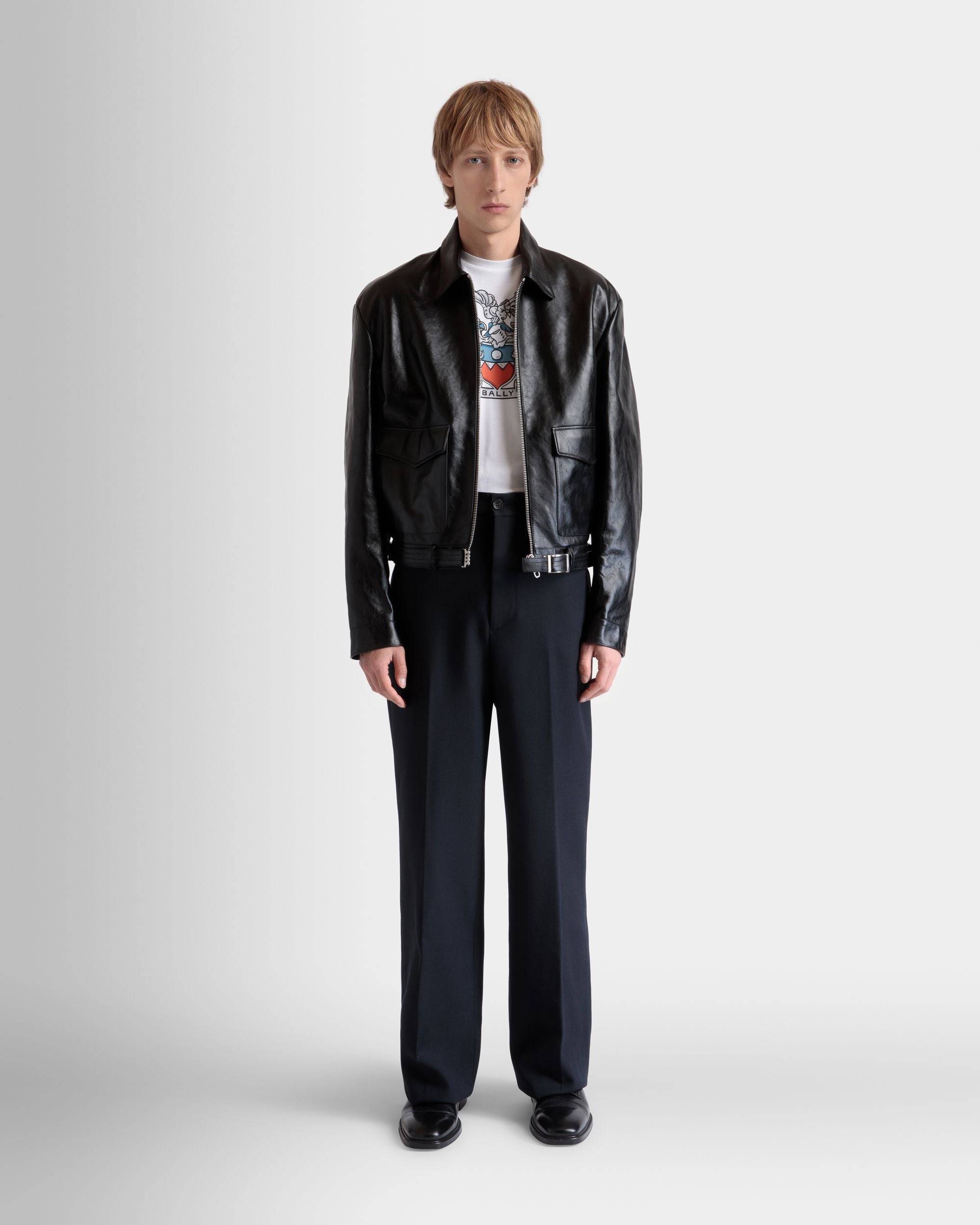 Bally Global - Shirt Jacket In Black Leather - Negro