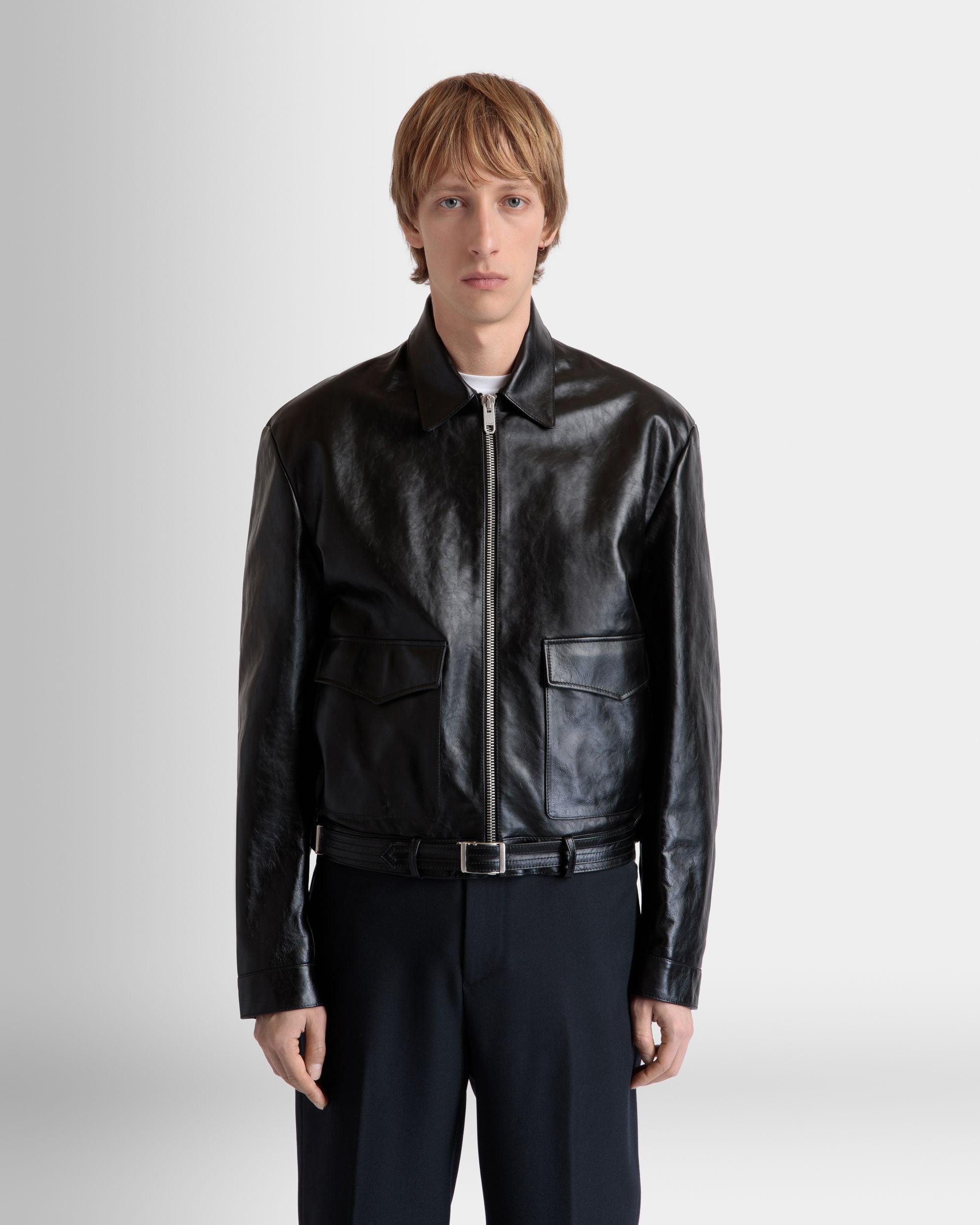 Bally Global - Shirt Jacket In Black Leather - Negro
