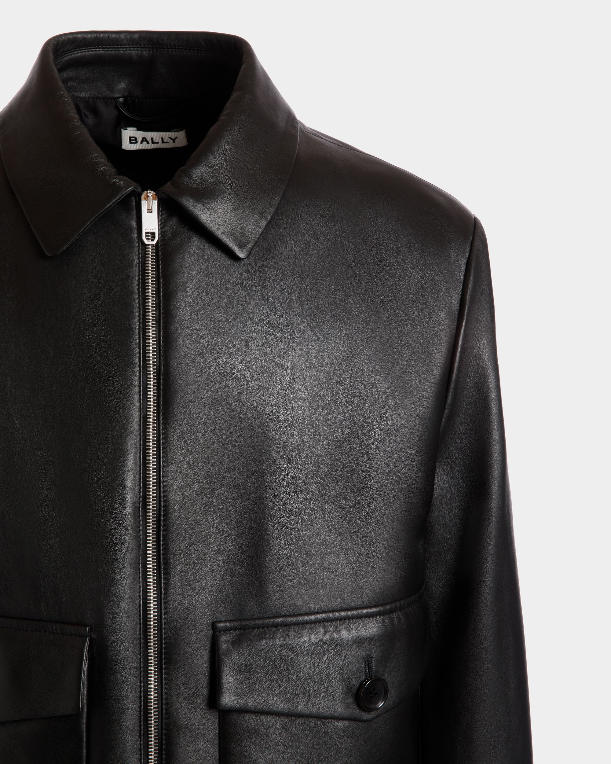 Bally Global - Bómber De Piel Negra - Negro