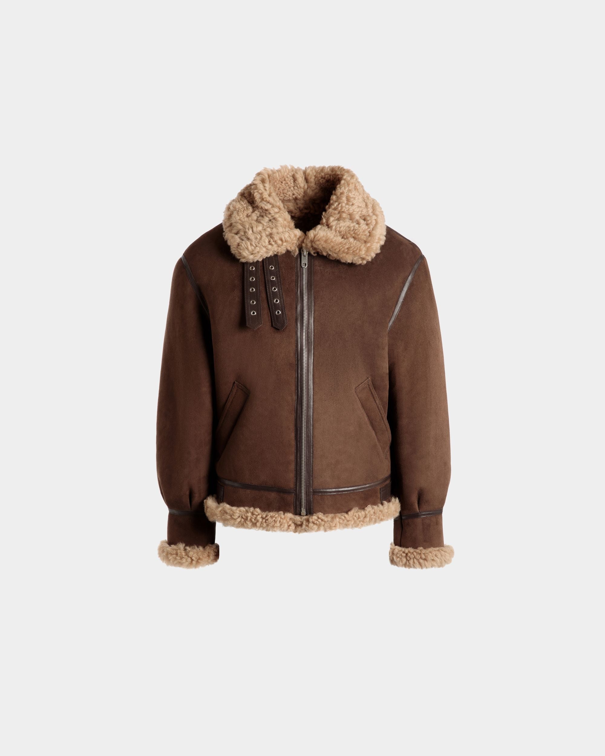 Bally Global - Cazadora De Aviador De Borreguillo Marrón Y Beige - Marrón