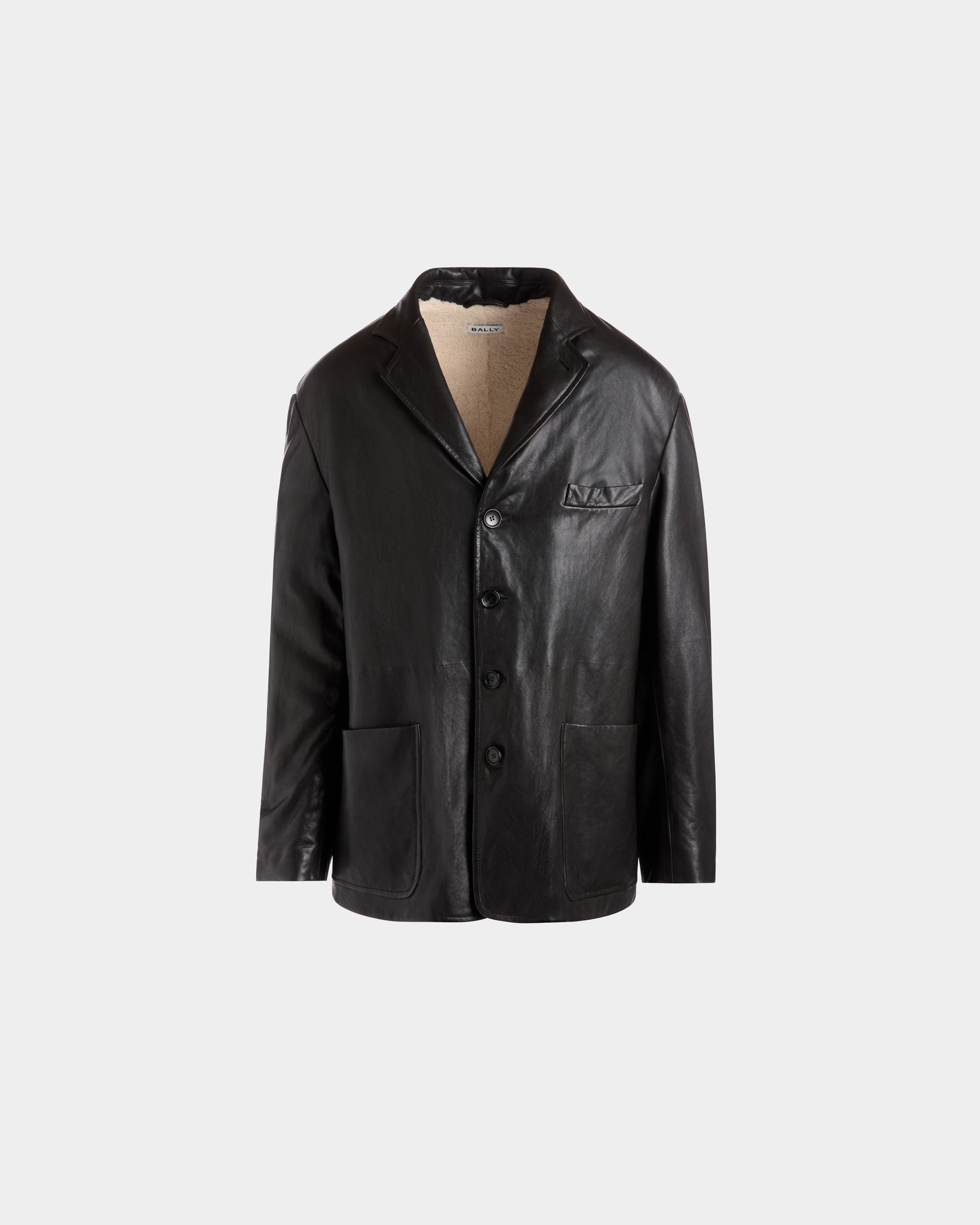 Bally Global - Blazer With Shearling Lining In Black Leather - Black