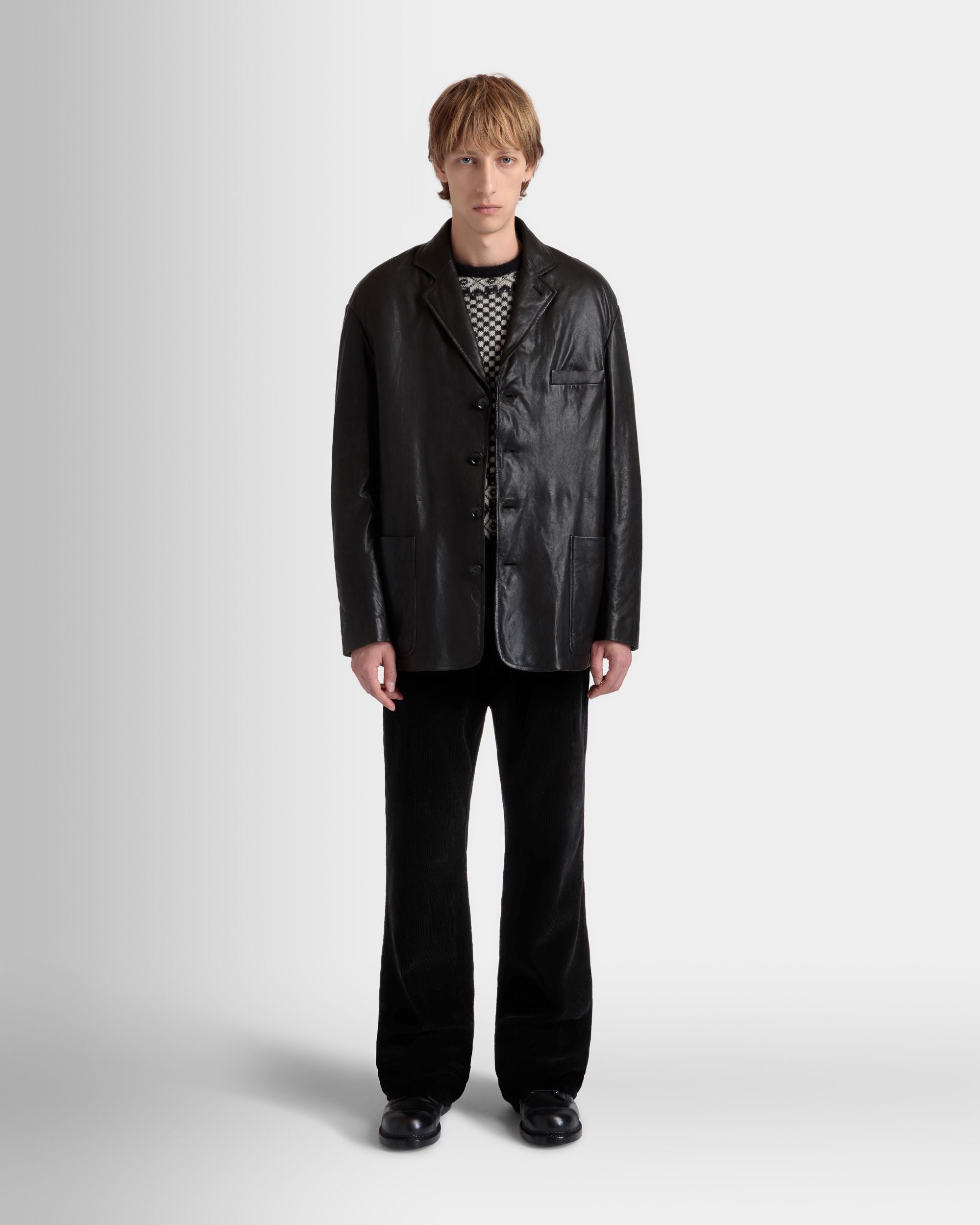 Bally Global - Blazer With Shearling Lining In Black Leather - Black