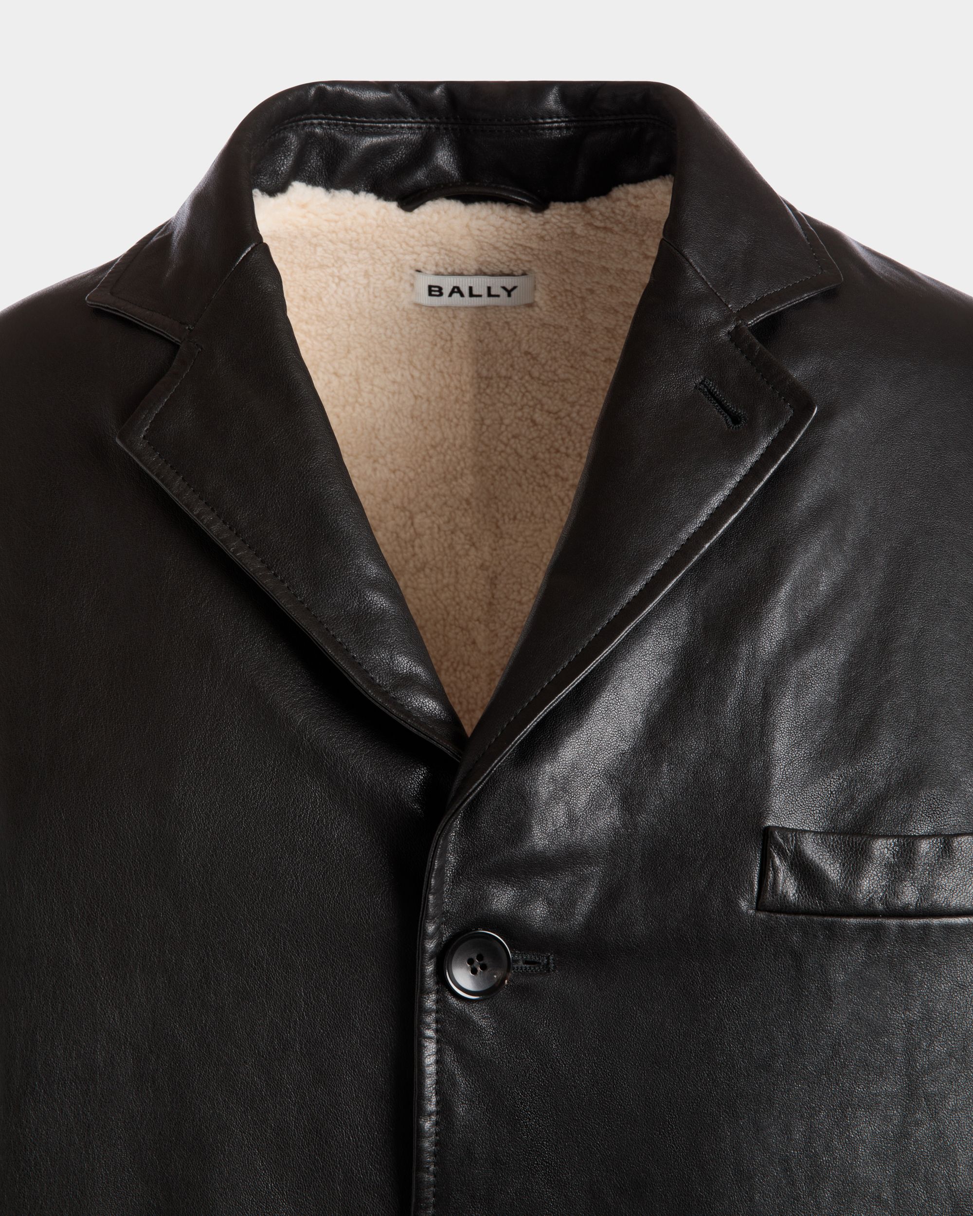 Bally Global - Blazer With Shearling Lining In Black Leather - Black