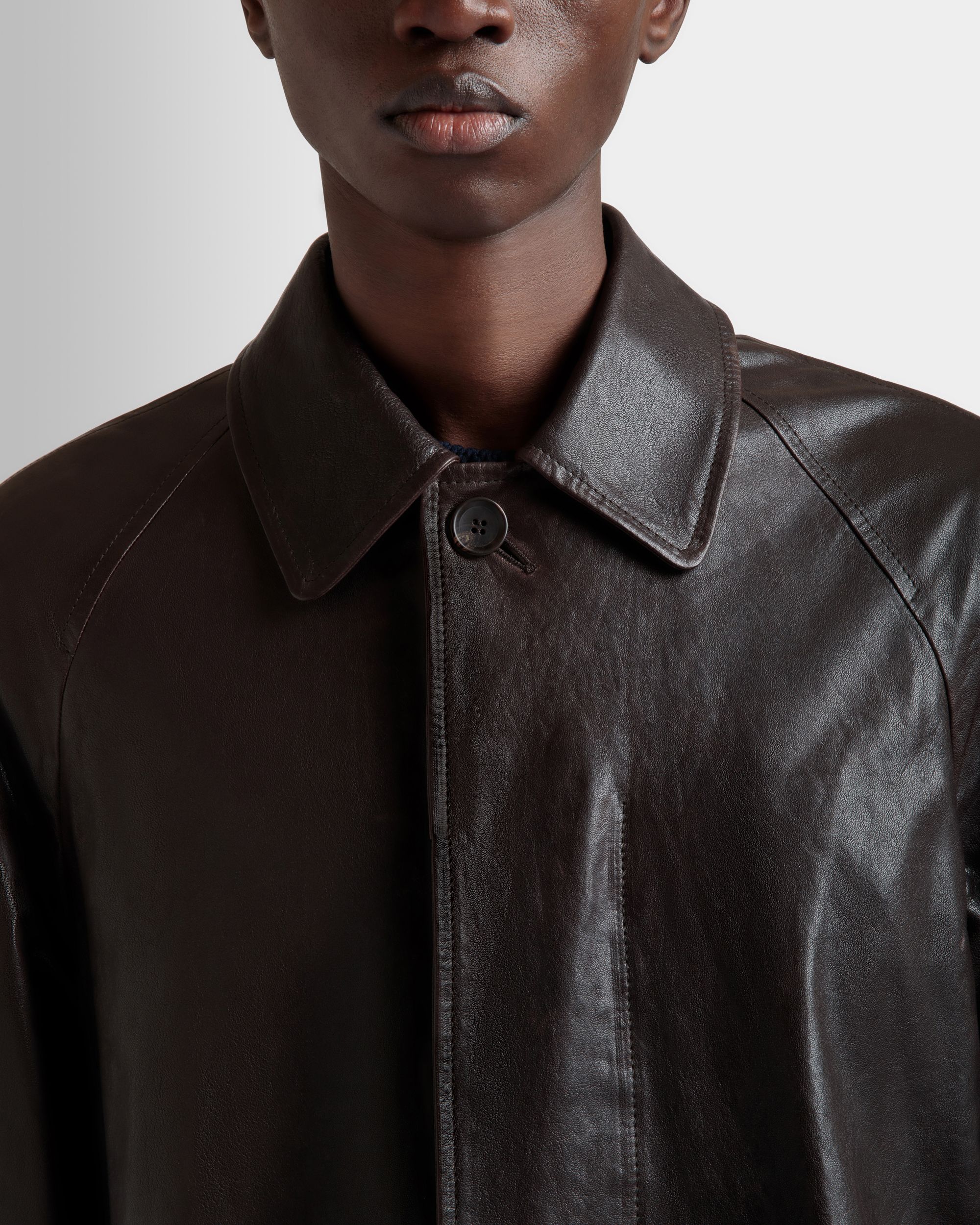 Bally Global - Manteau En Cuir Marron - Marron