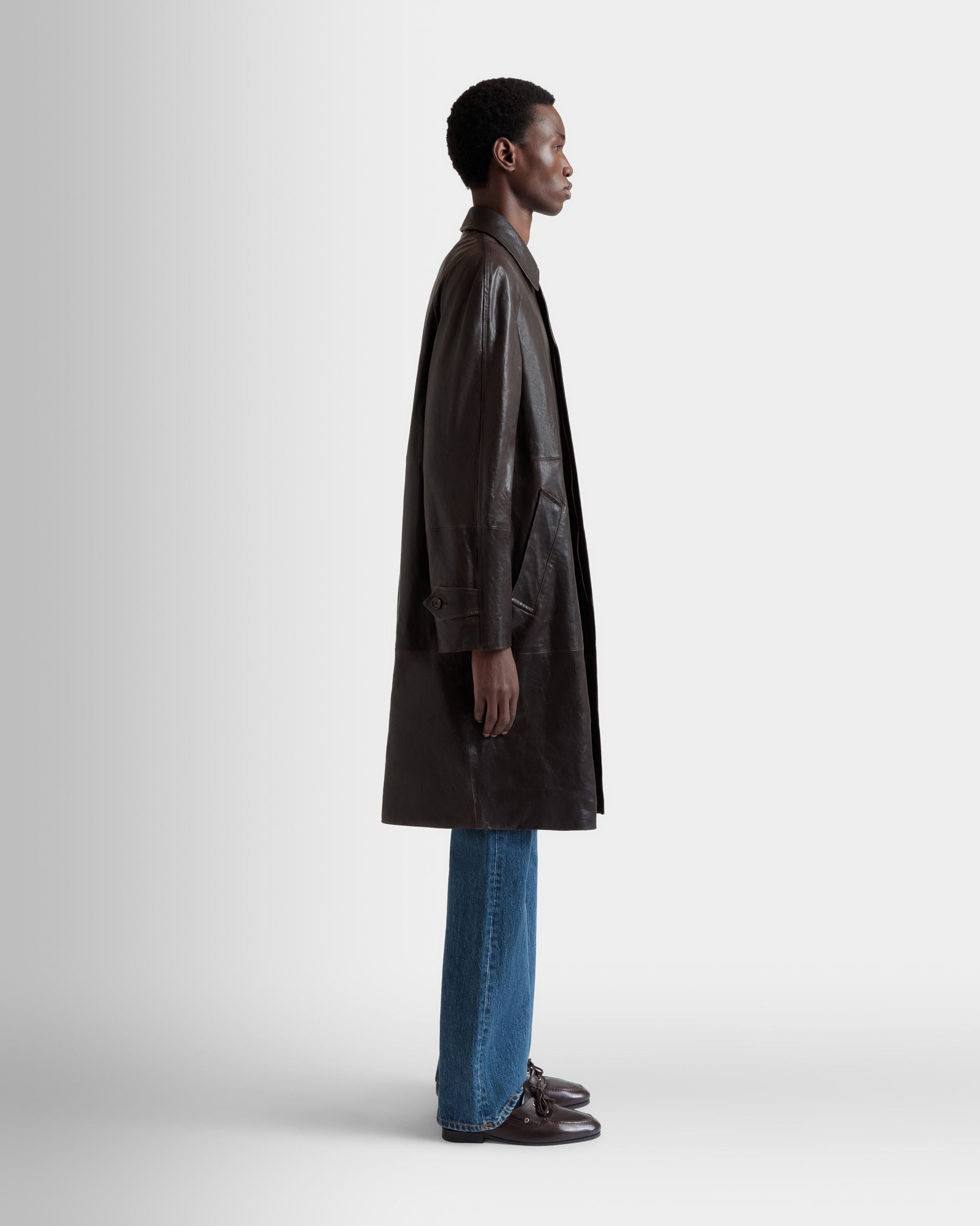 Bally Global - Manteau En Cuir Marron - Marron