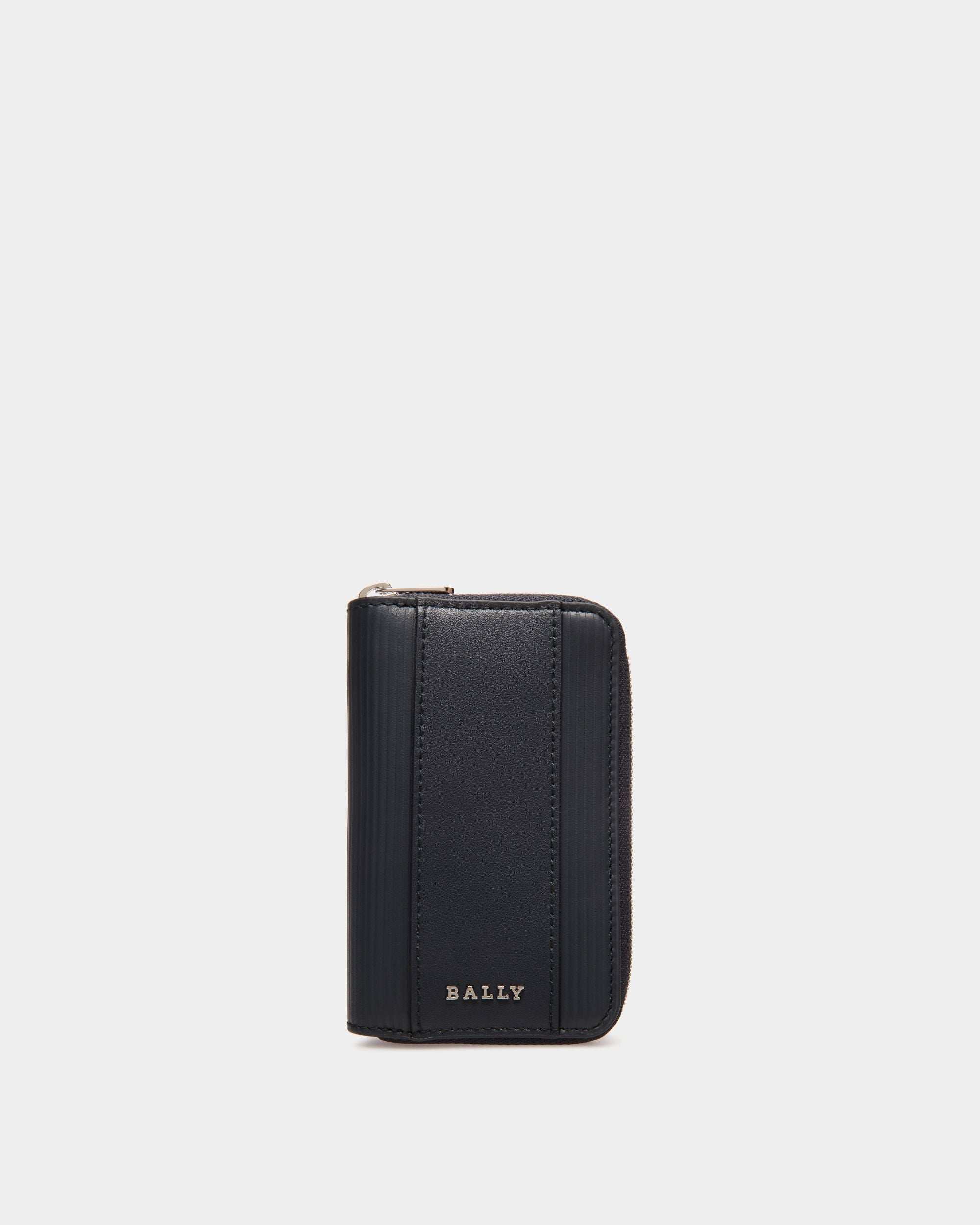 Bally Global - Étui Porte-Clés En Cuir Bleu Gaufré - Bleu