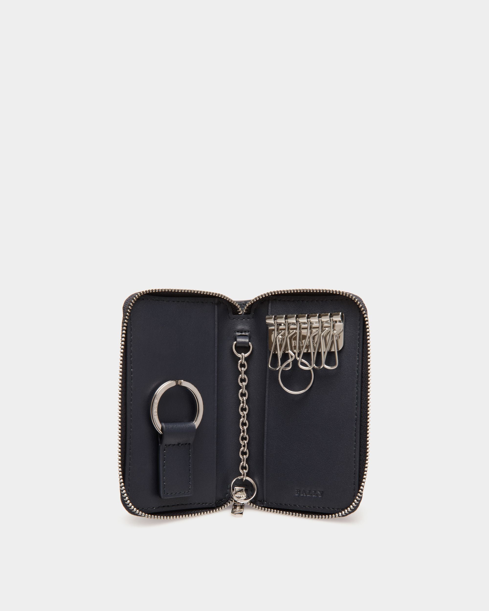 Bally Global - Étui Porte-Clés En Cuir Bleu Gaufré - Bleu