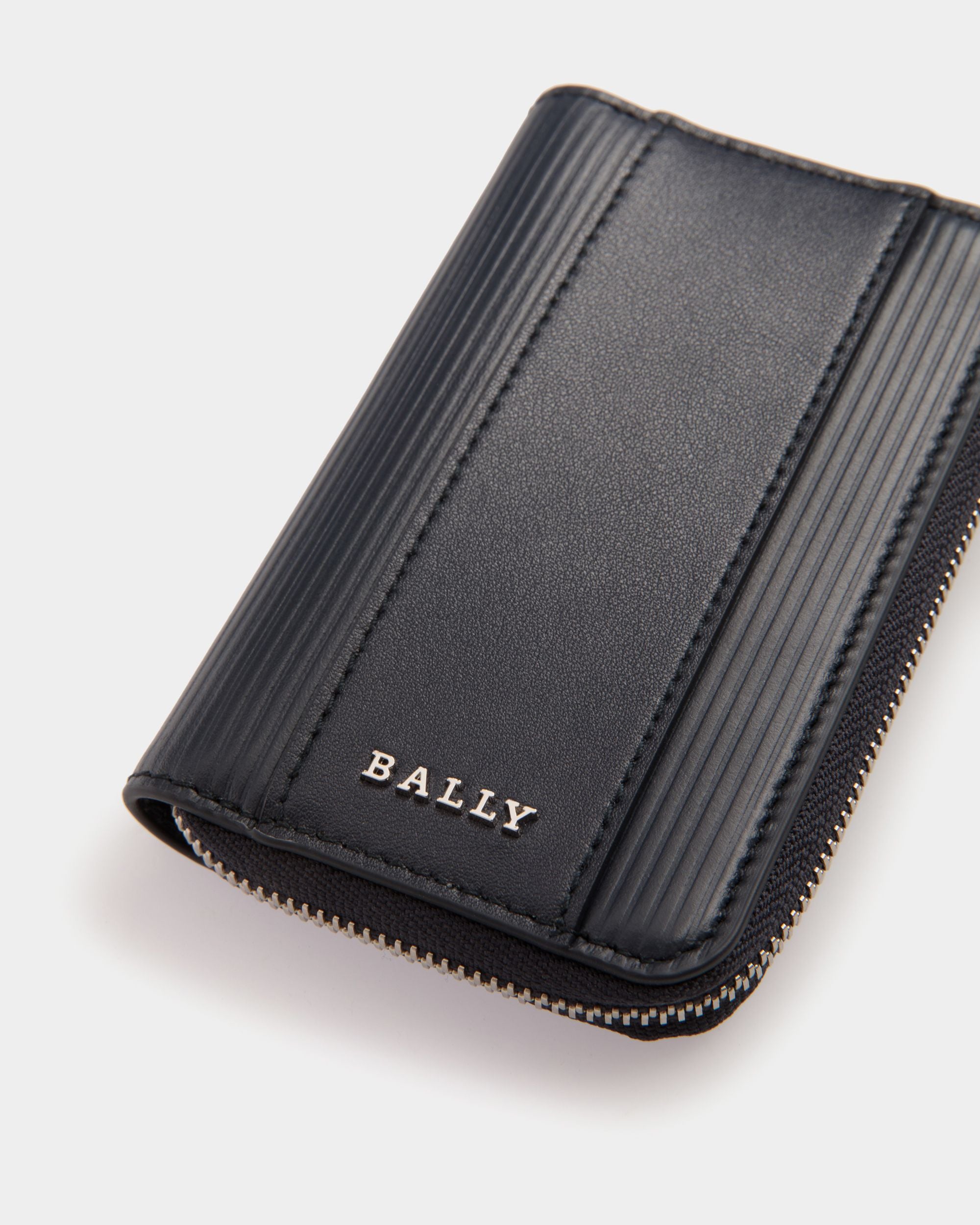 Bally Global - Étui Porte-Clés En Cuir Bleu Gaufré - Bleu
