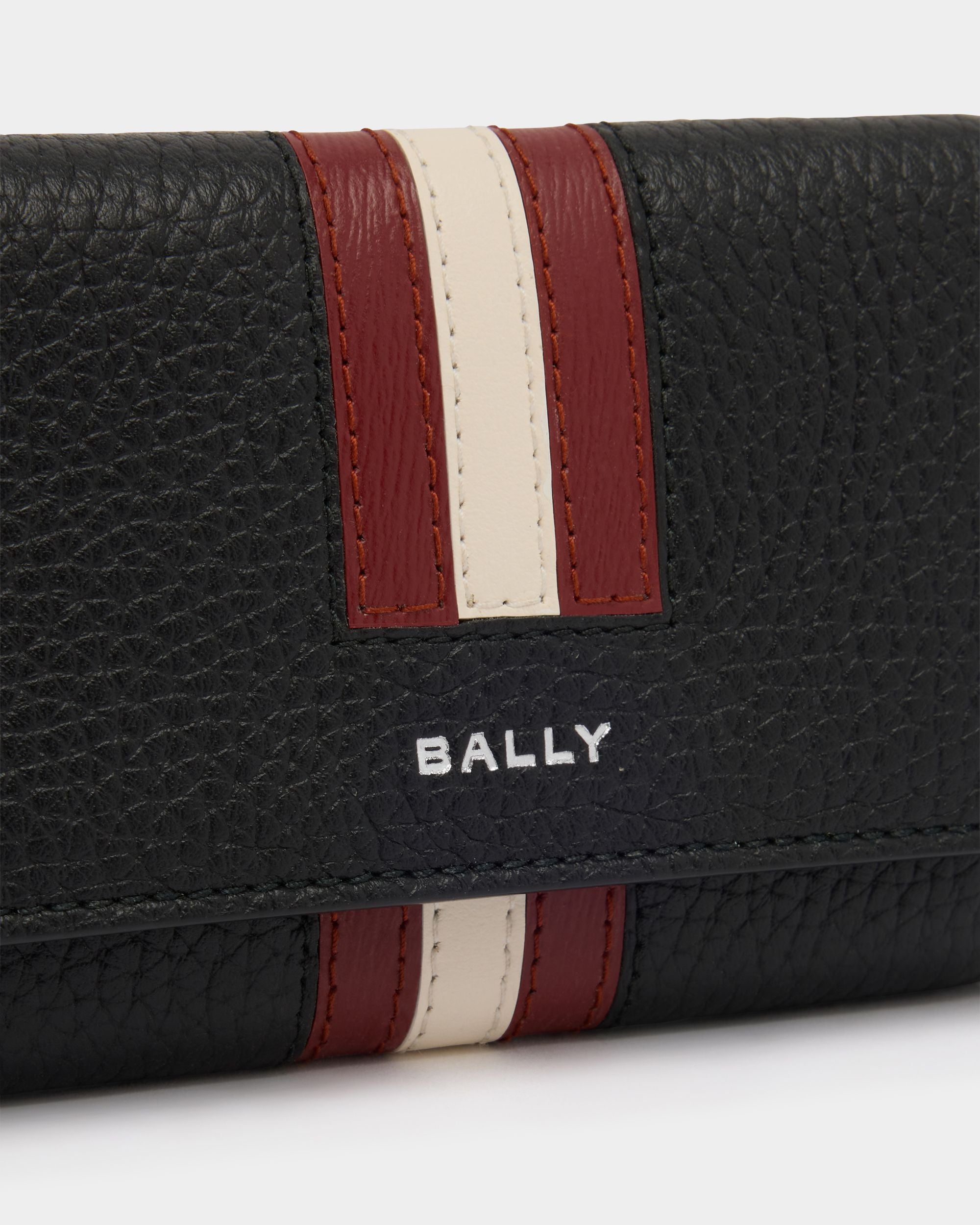 Bally Global - Ribbon Key Holder in Black Grained Leather - Black