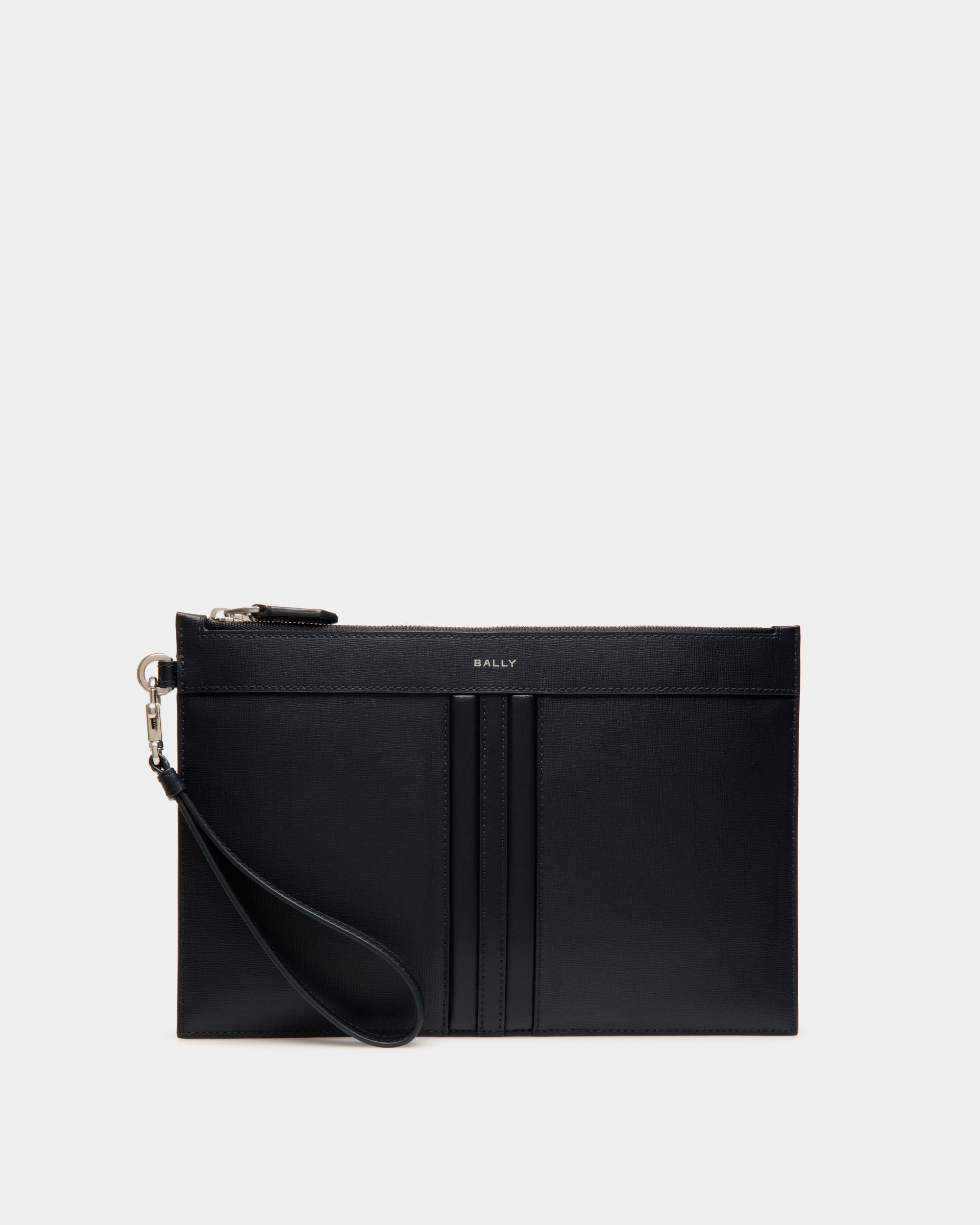 Bally Global - Mythos Pochette in Navy Blue Recycled Leather - Blue