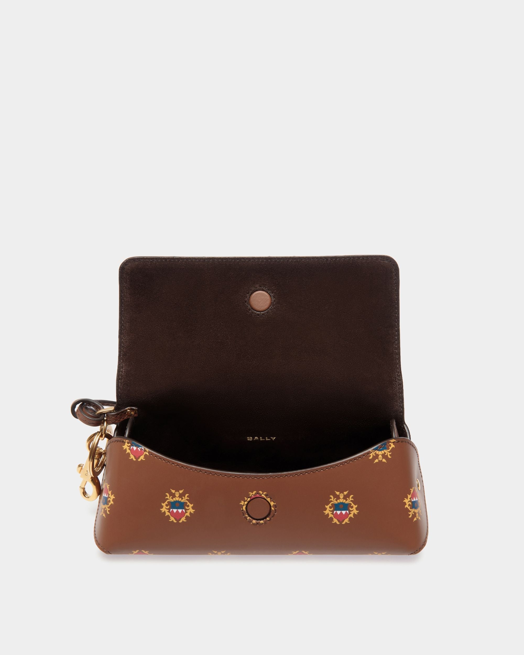 Bally Global - Easy Bally Glasses Case in Brown Leather with a Bally Crest Print - Brown