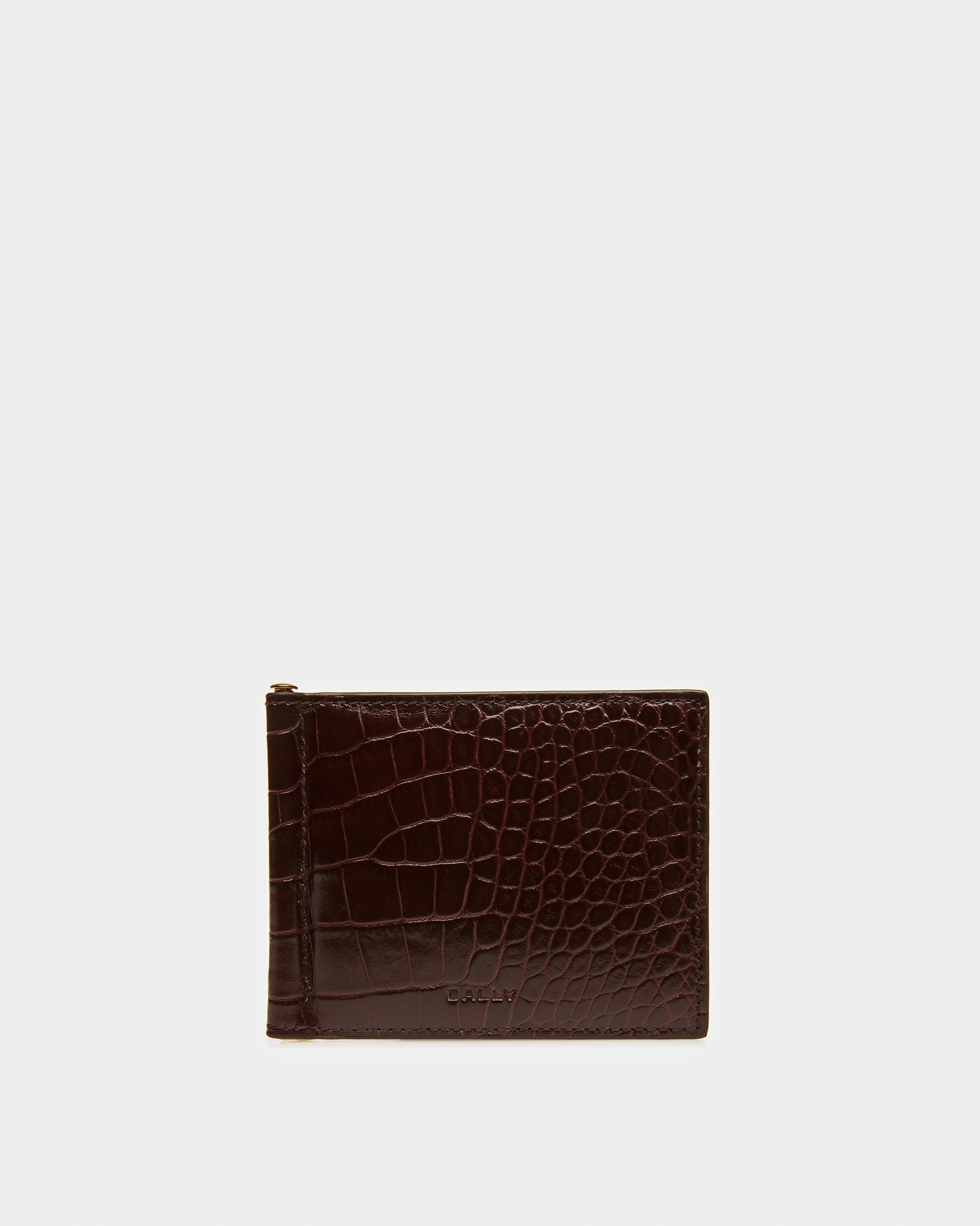 Bally Global - Bifold Clip Wallet In Crocodile Embossed - Red