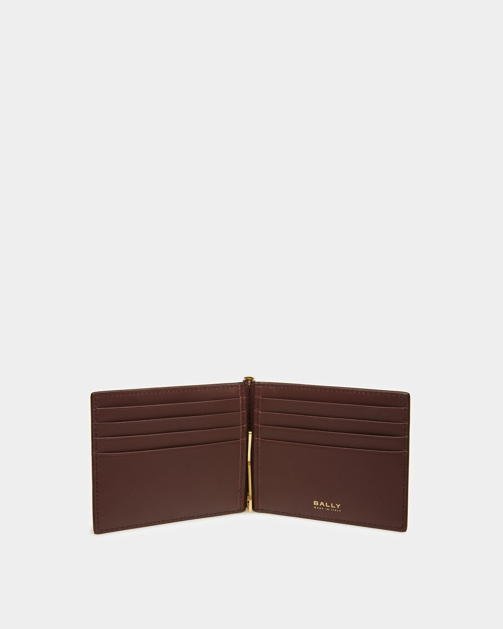 Bally Global - Bifold Clip Wallet In Crocodile Embossed - Red